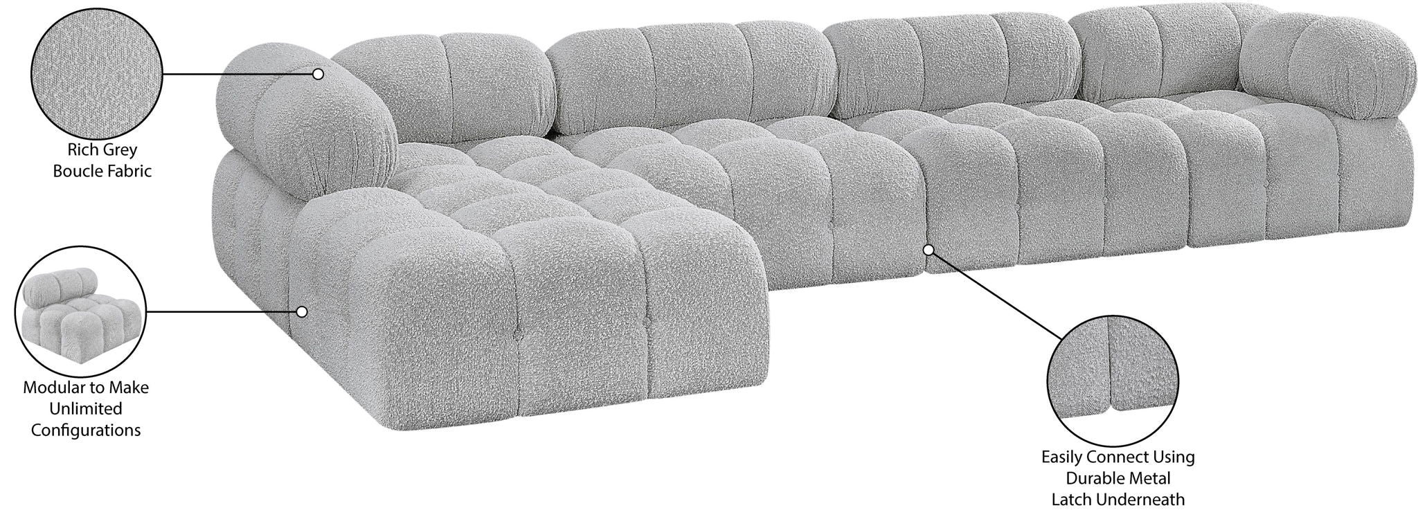 Ames - 5 Piece Fabric Modular Sectional