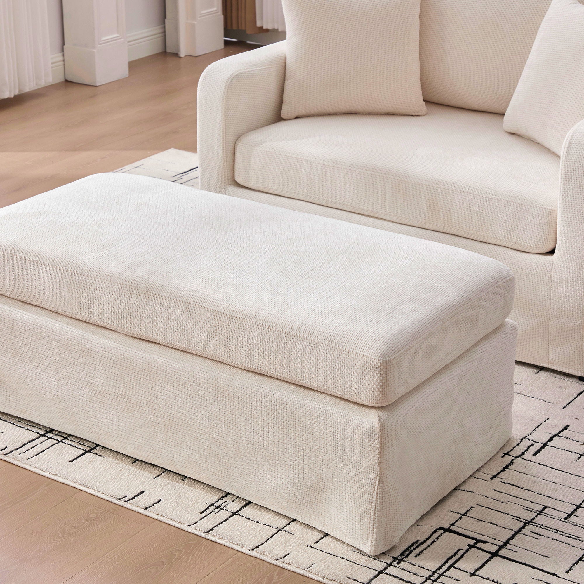 Accent Chair With Ottoman, Includes 2 Bolster Pillows