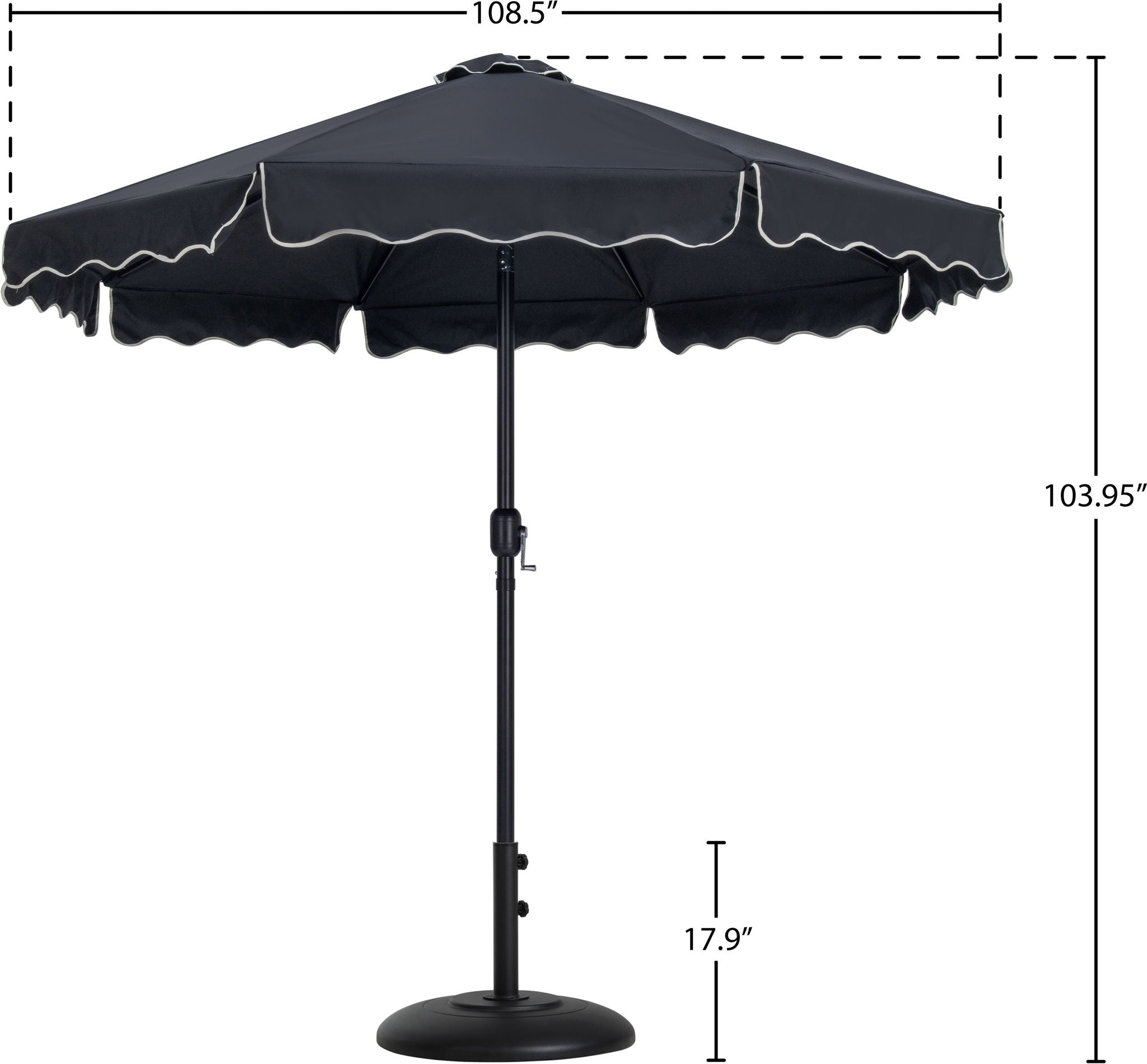 Amalfi - Patio Umbrella - Black Base / Black Pole