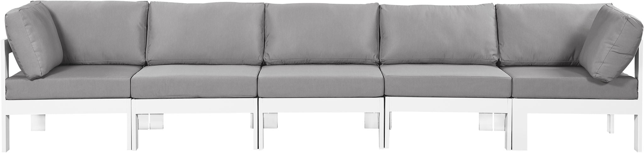 Nizuc - Outdoor Patio 5 Seat Modular Sofa With White Frame
