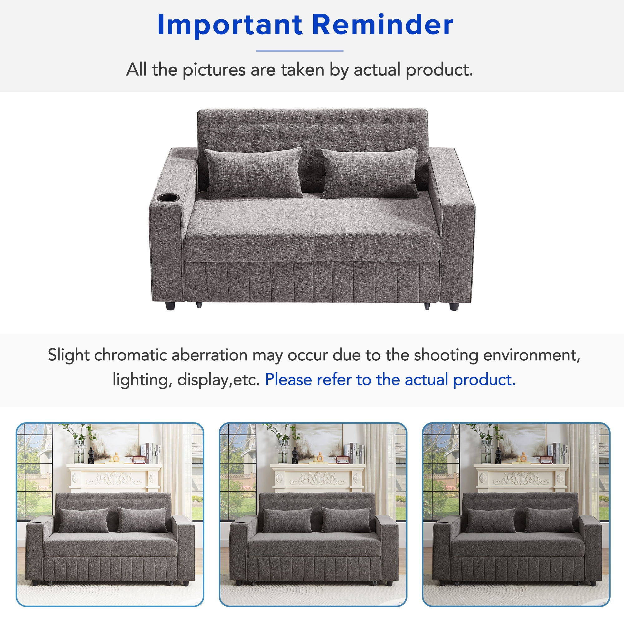 Pull-Out Sofa Bed Convertible Couch With Adjustable Backrest For Living Room