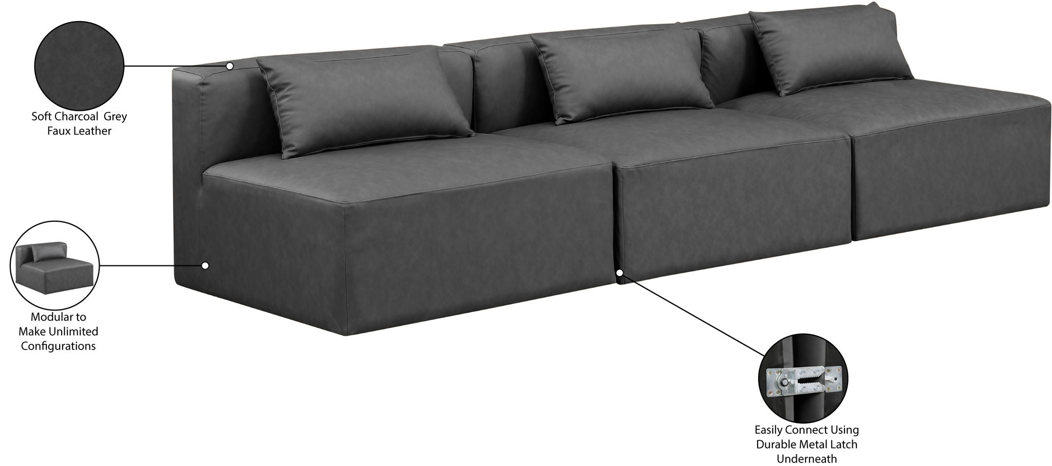 Cube - Modular 3 Seat Armless Sofa