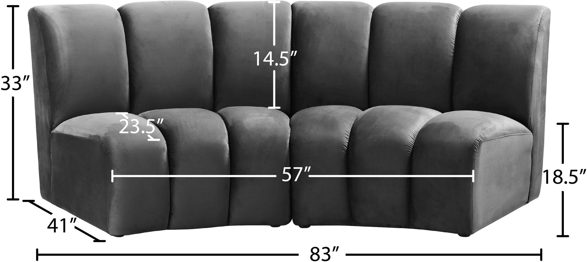 Infinity - 2 Piece Velvet Modular Sectional