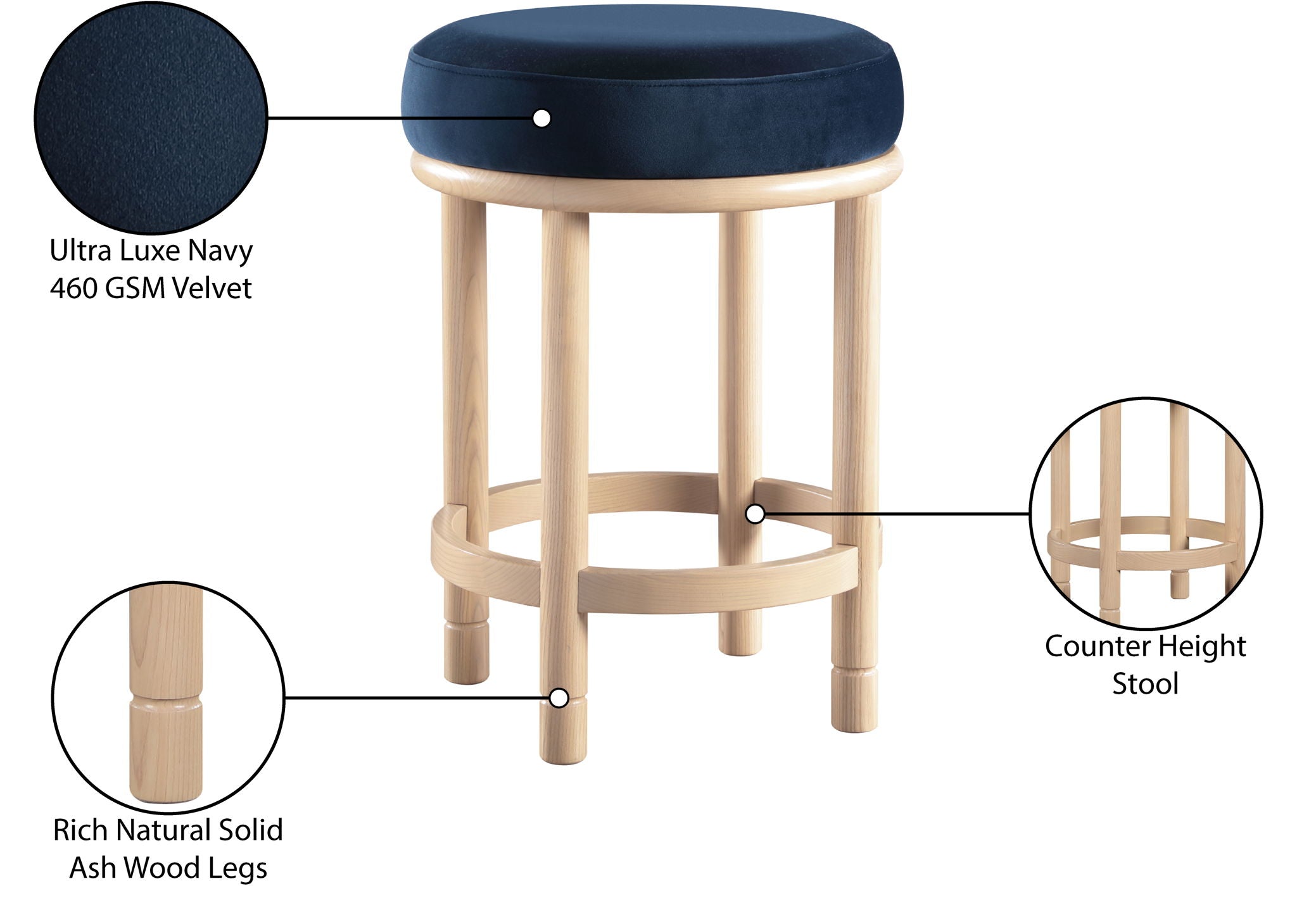 Monette - Counter Stool With Natural Base