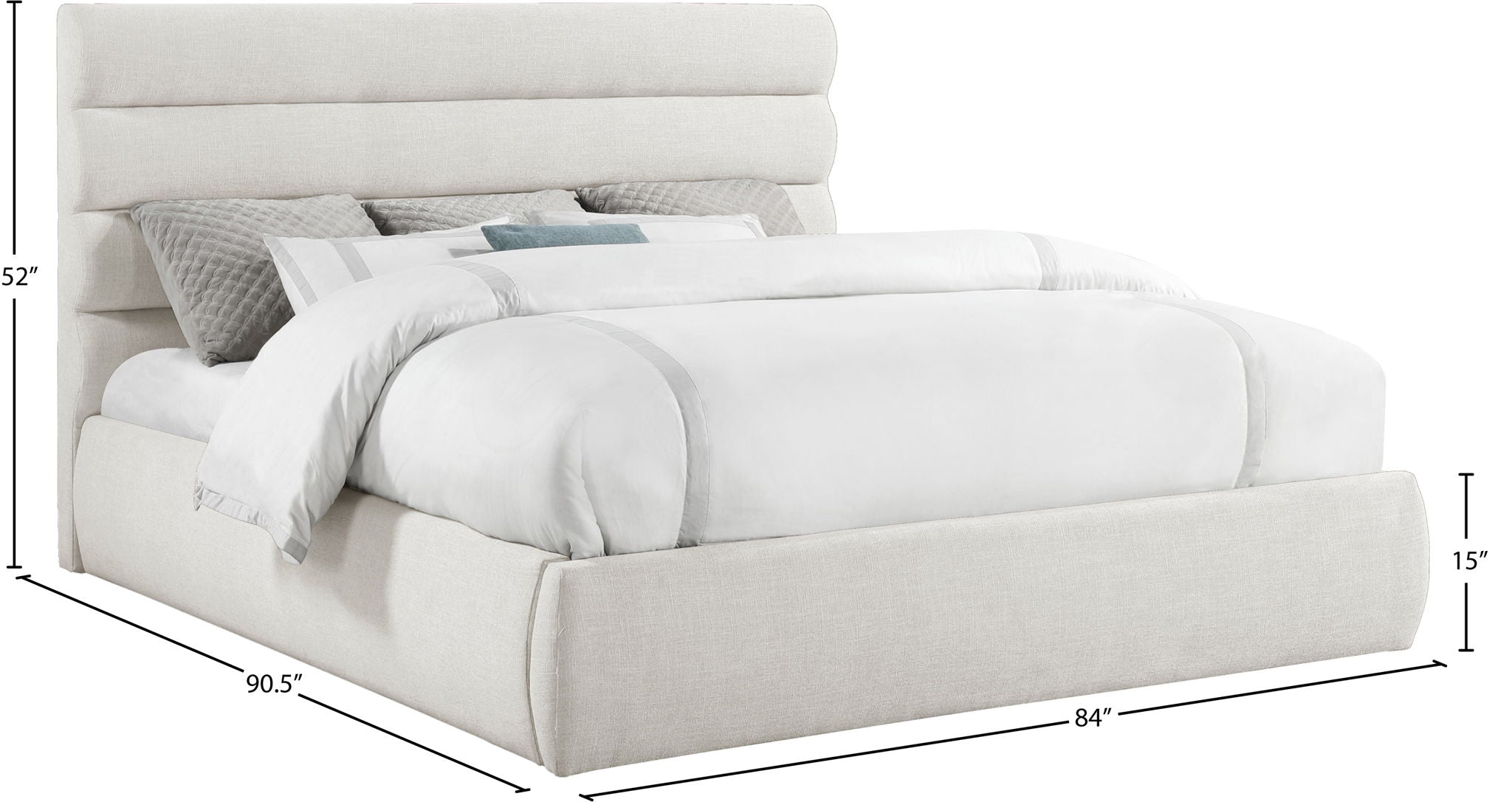 Adam - Linen Fabric Bed With 52" Headboard