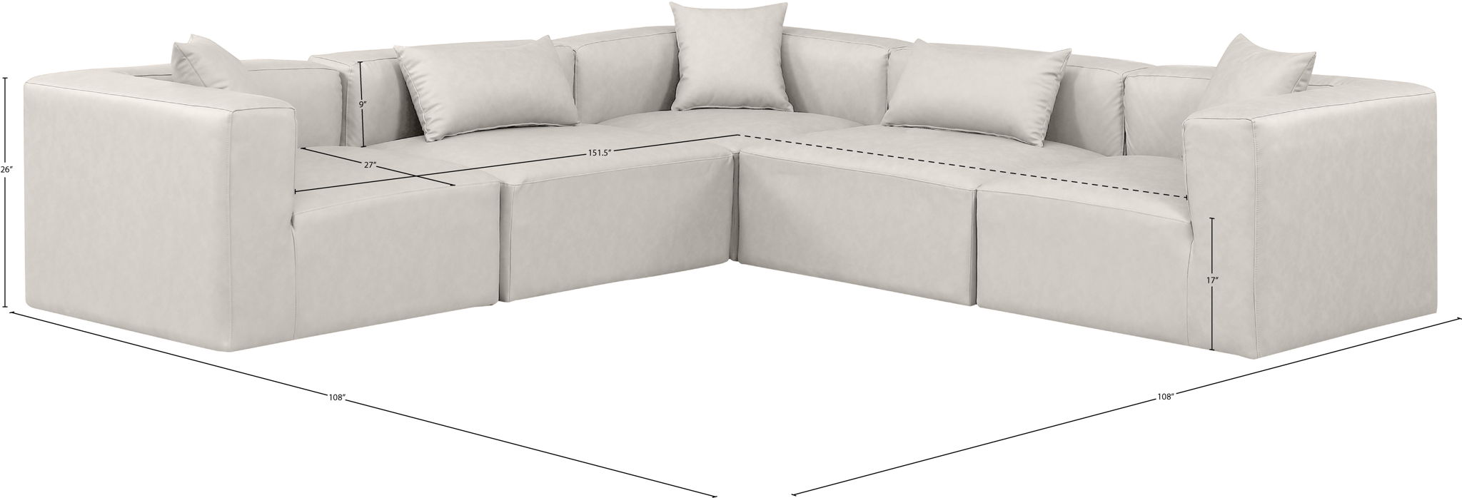 Cube - 5 Piece Modular Corner Sectional