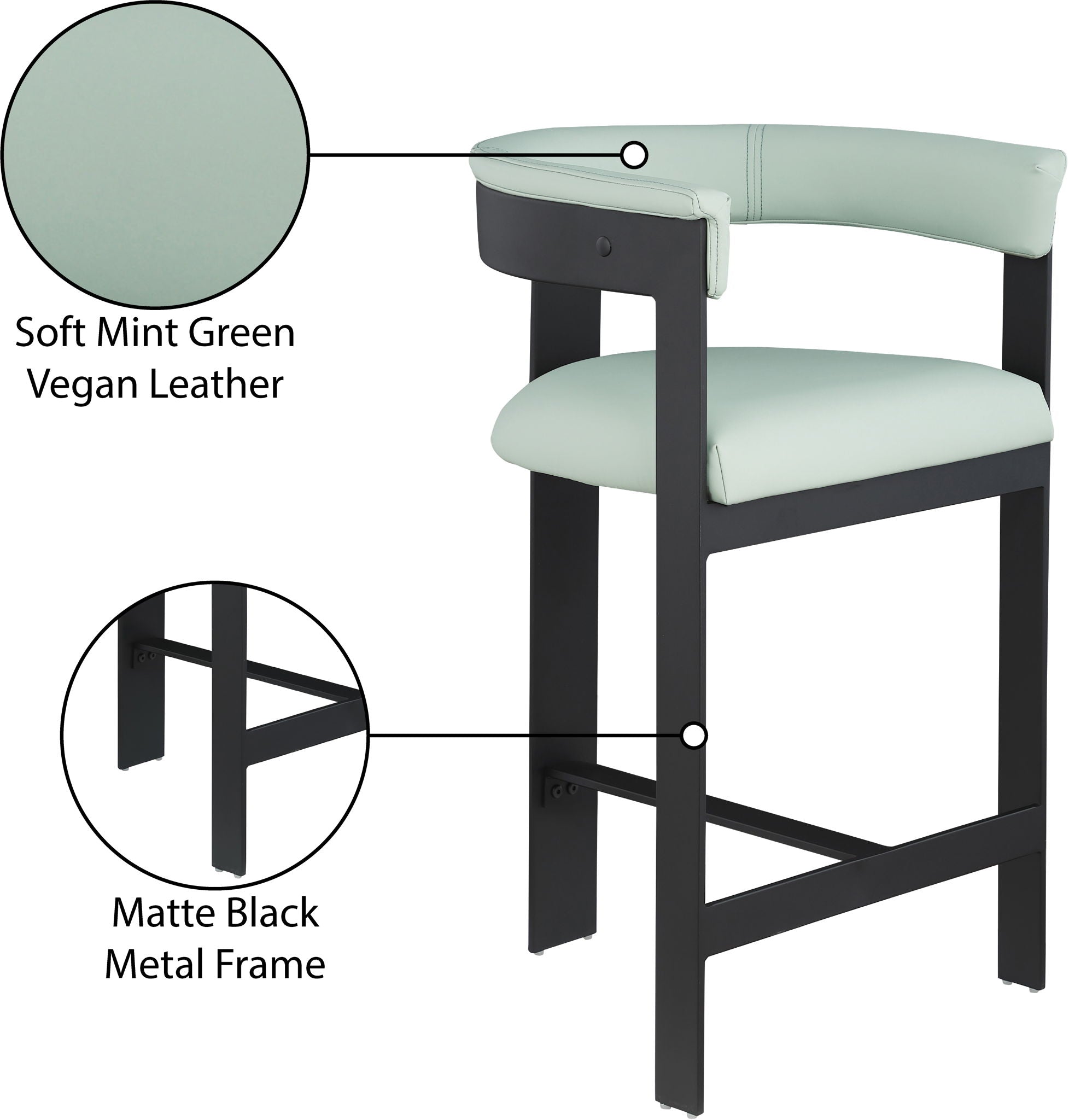 Romeo - Faux Leather Counter Stool With Black Base (Set of 2)