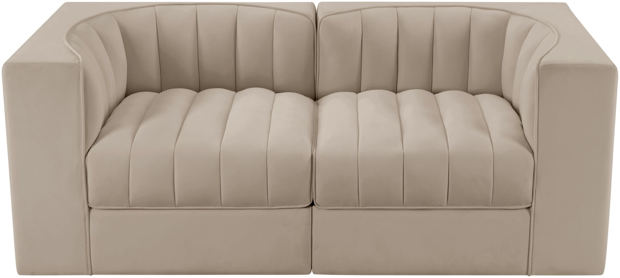 Rummi - Velvet Performance Fabric Upholstered 2 Piece Modular Loveseat