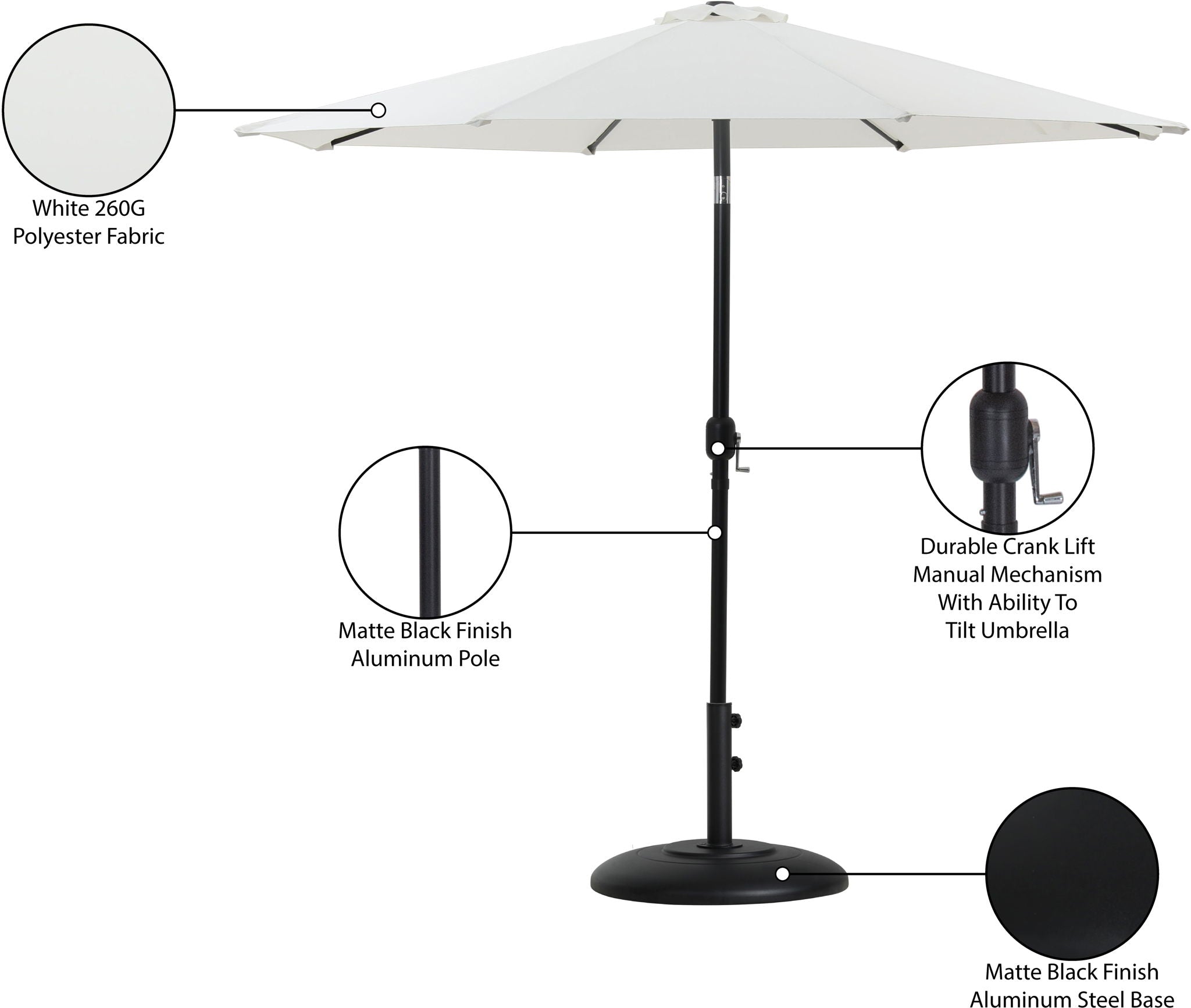 Fiji - Aluminum Patio Umbrella With Round Black Base