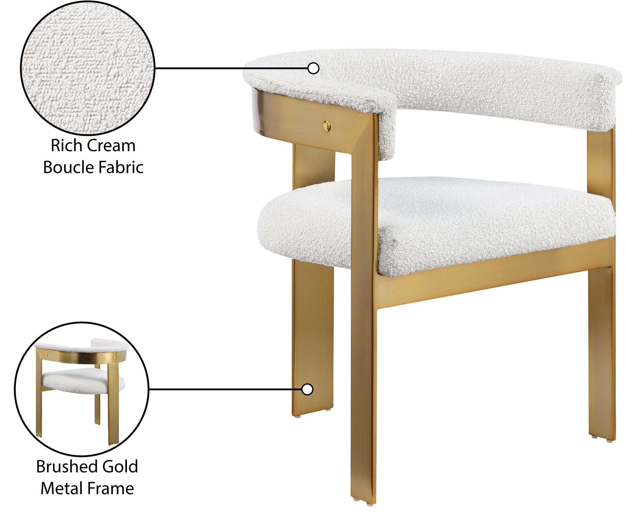 Romeo - Boucle Dining Chair With Gold Base (Set of 2)