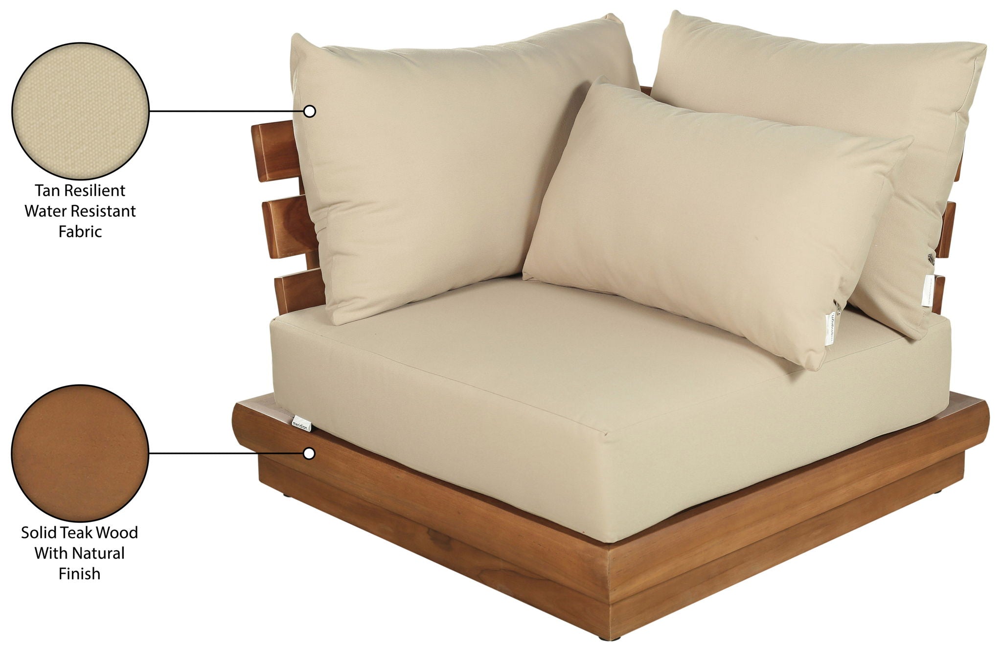 Mirella - Water Resistant Fabric Upholstered Outdoor Patio Modular Corner Chair