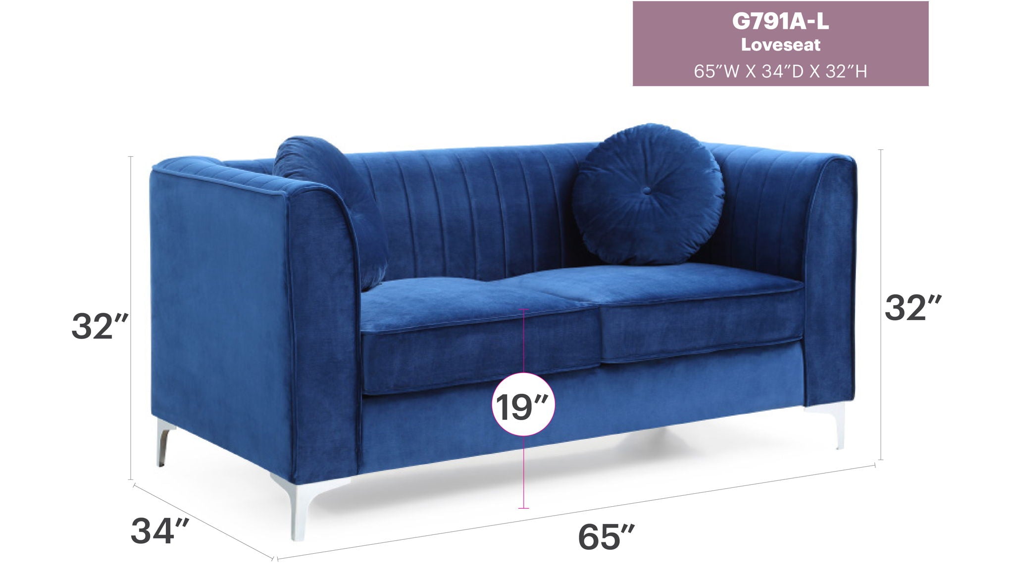 Glam Styled Micro Suede Loveseat