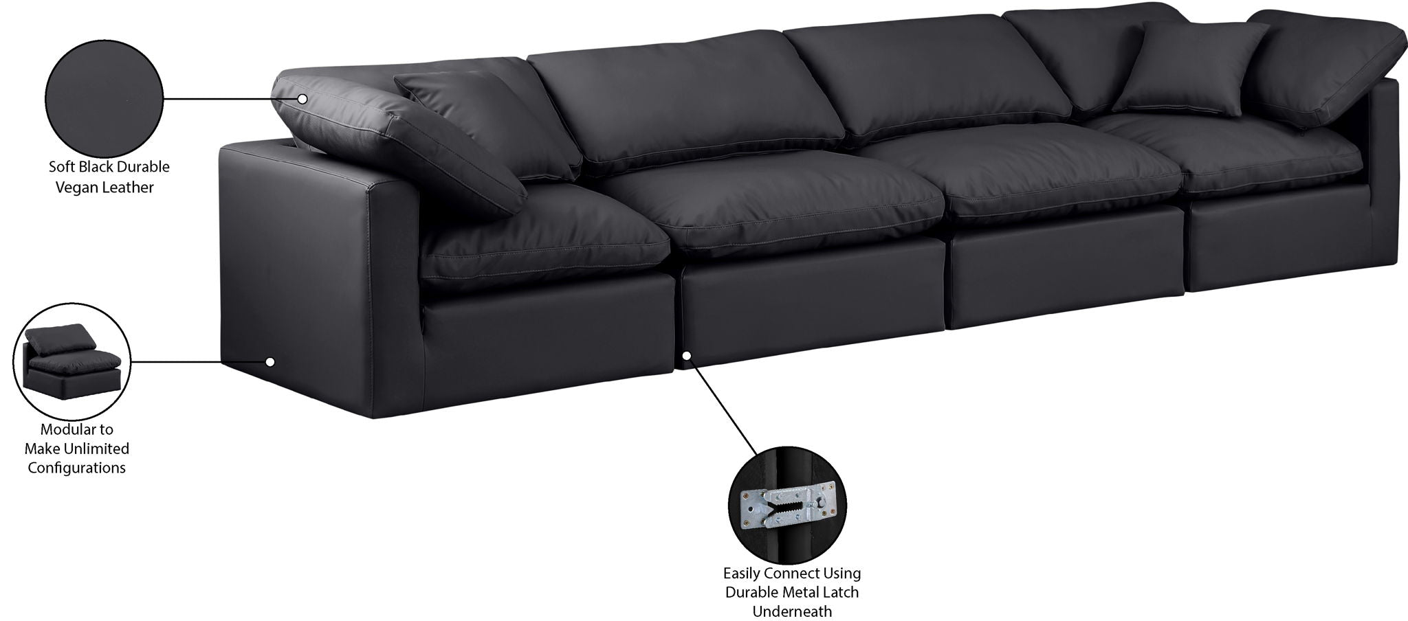 Indulge - Faux Leather 4 Seat Modular Sofa