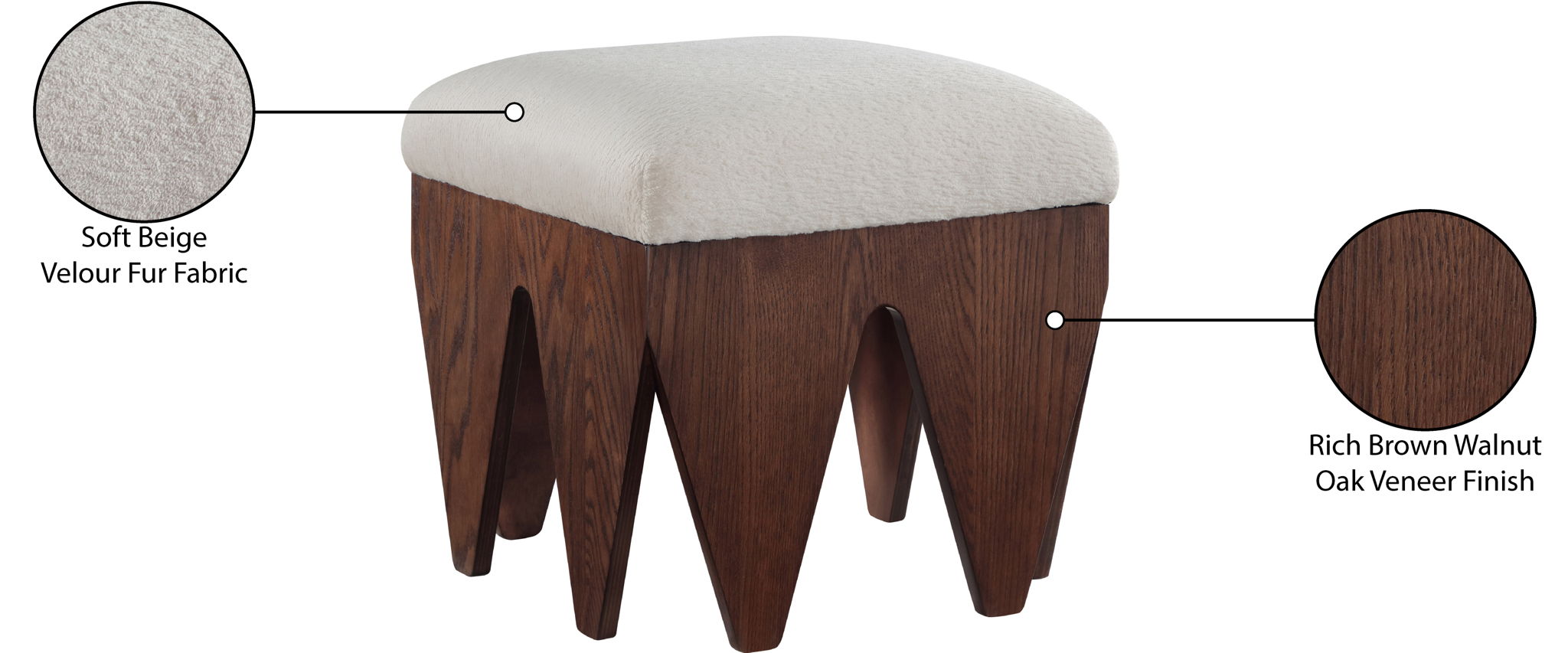 Altair - Fabric Bench - Dark Brown Base