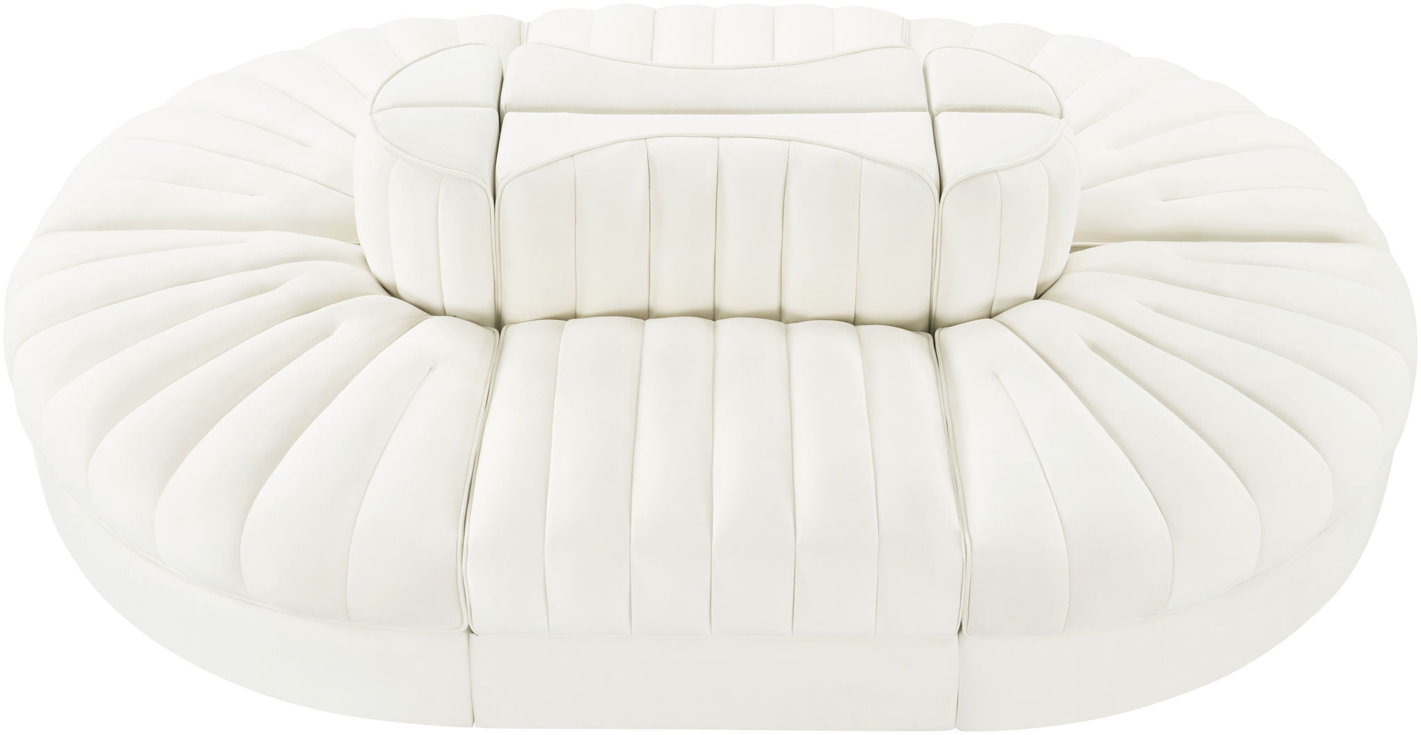 Rummi - Oval Velvet Performance Fabric Upholstered 6 Piece Modular Sectional