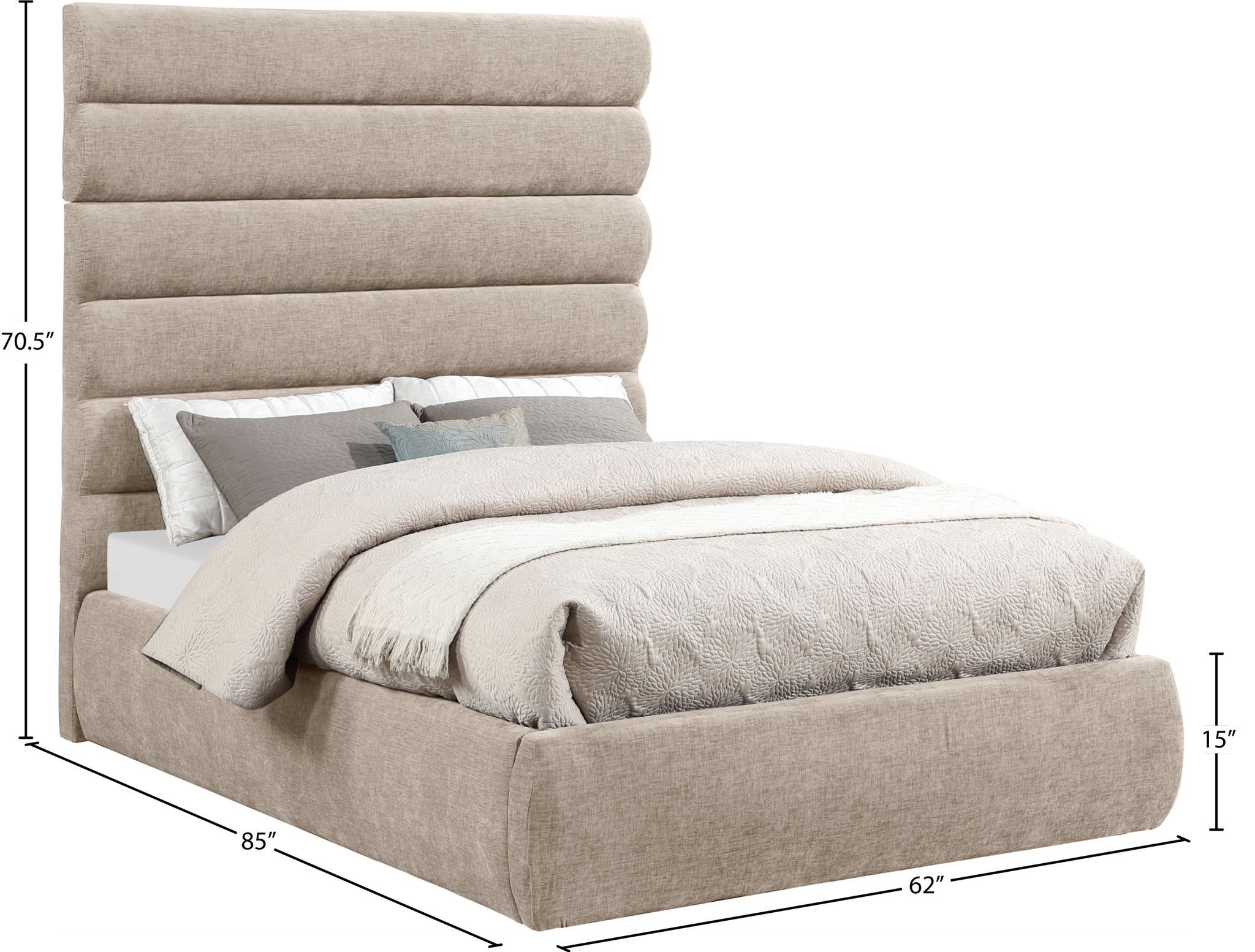 Adam - Chenille Fabric Bed With 70.5" Headboard