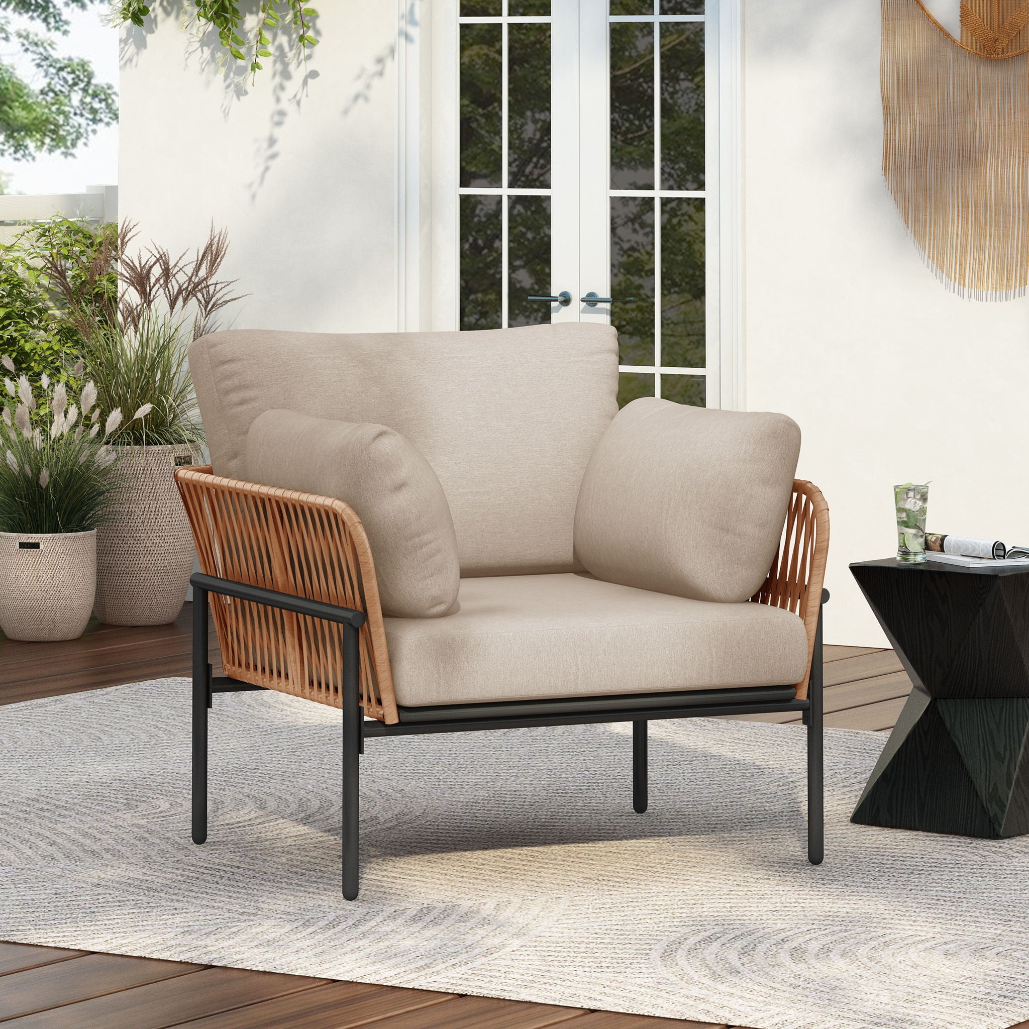 Rope Lounge Chair With Cushions For Modern Spaces