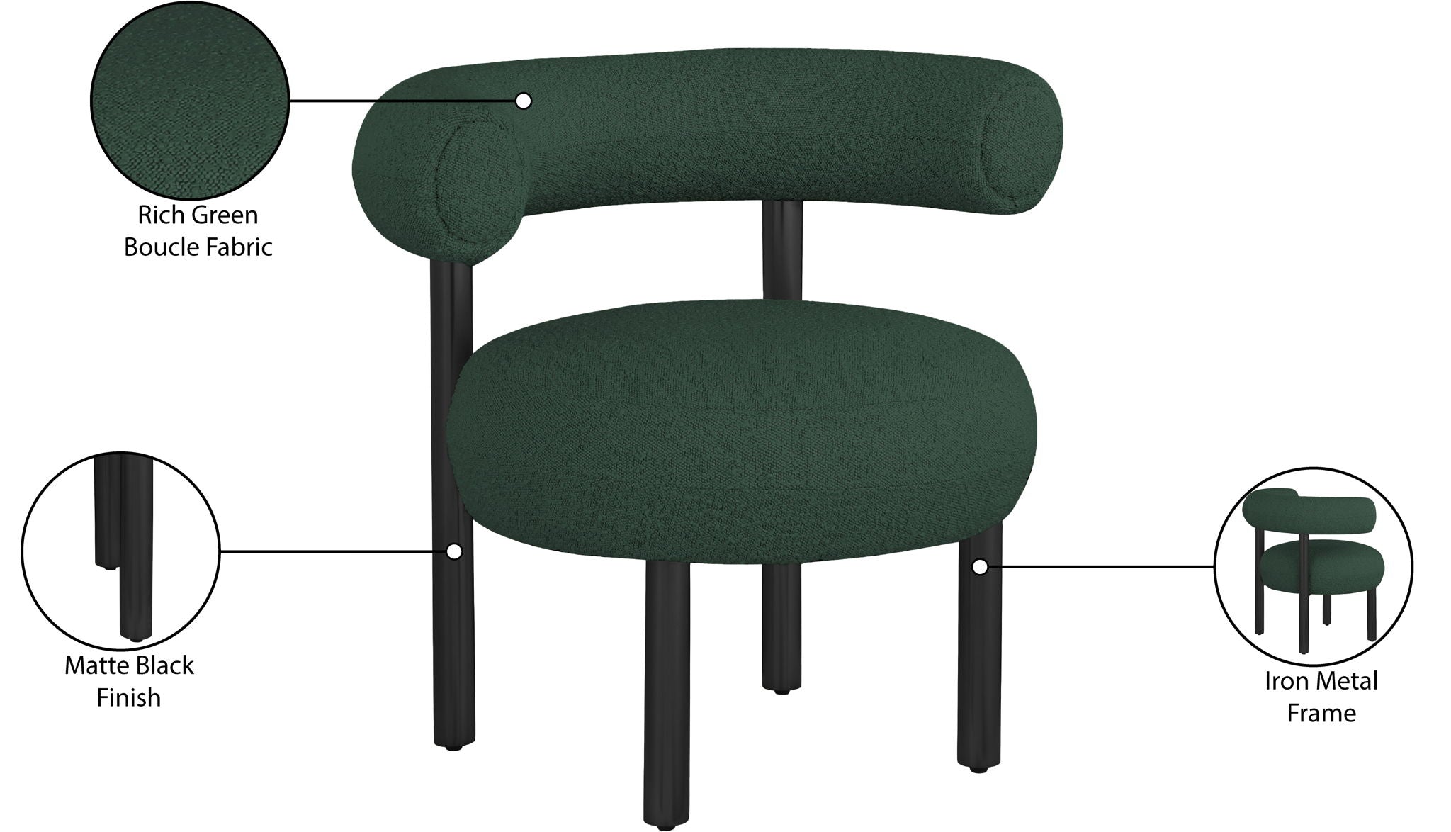 Bordeaux - Boucle Fabric Accent Chair With Black Legs
