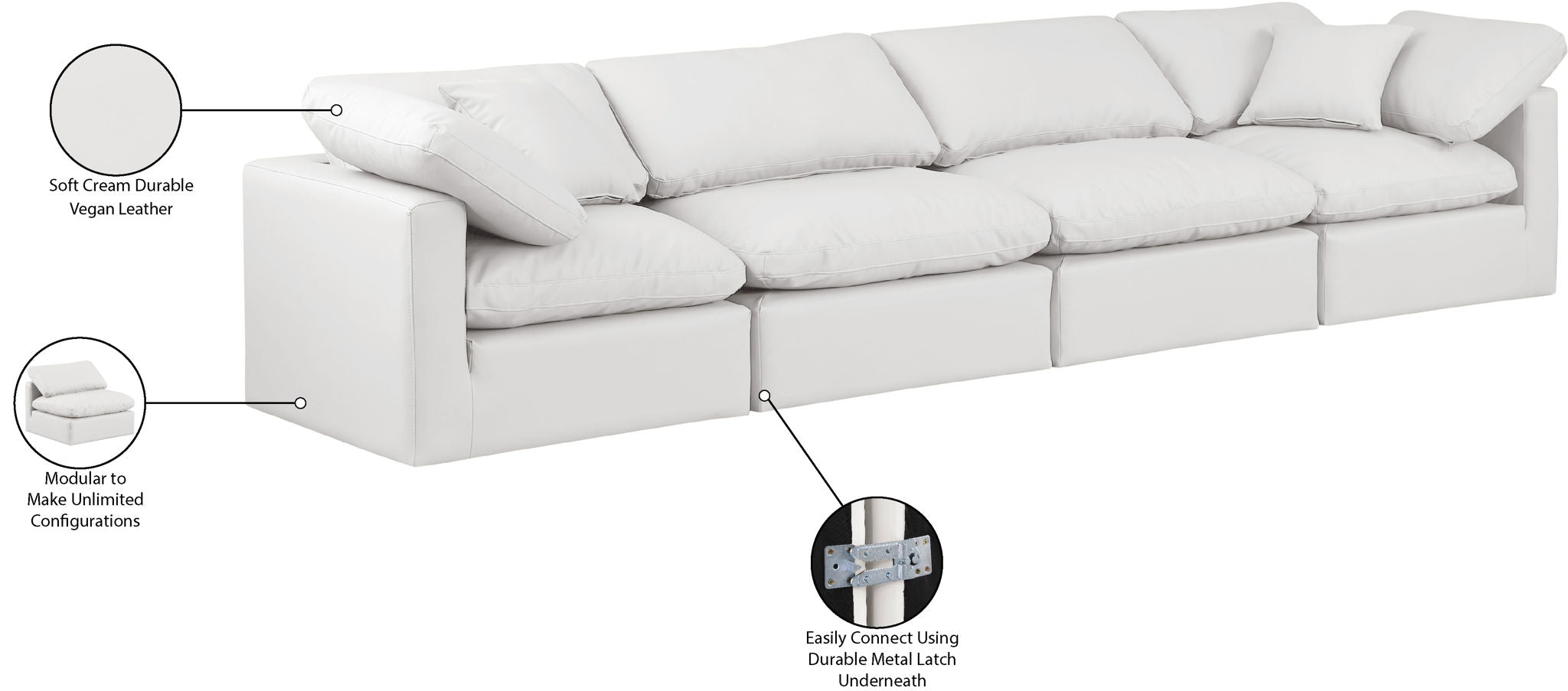 Indulge - Faux Leather 4 Seat Modular Sofa