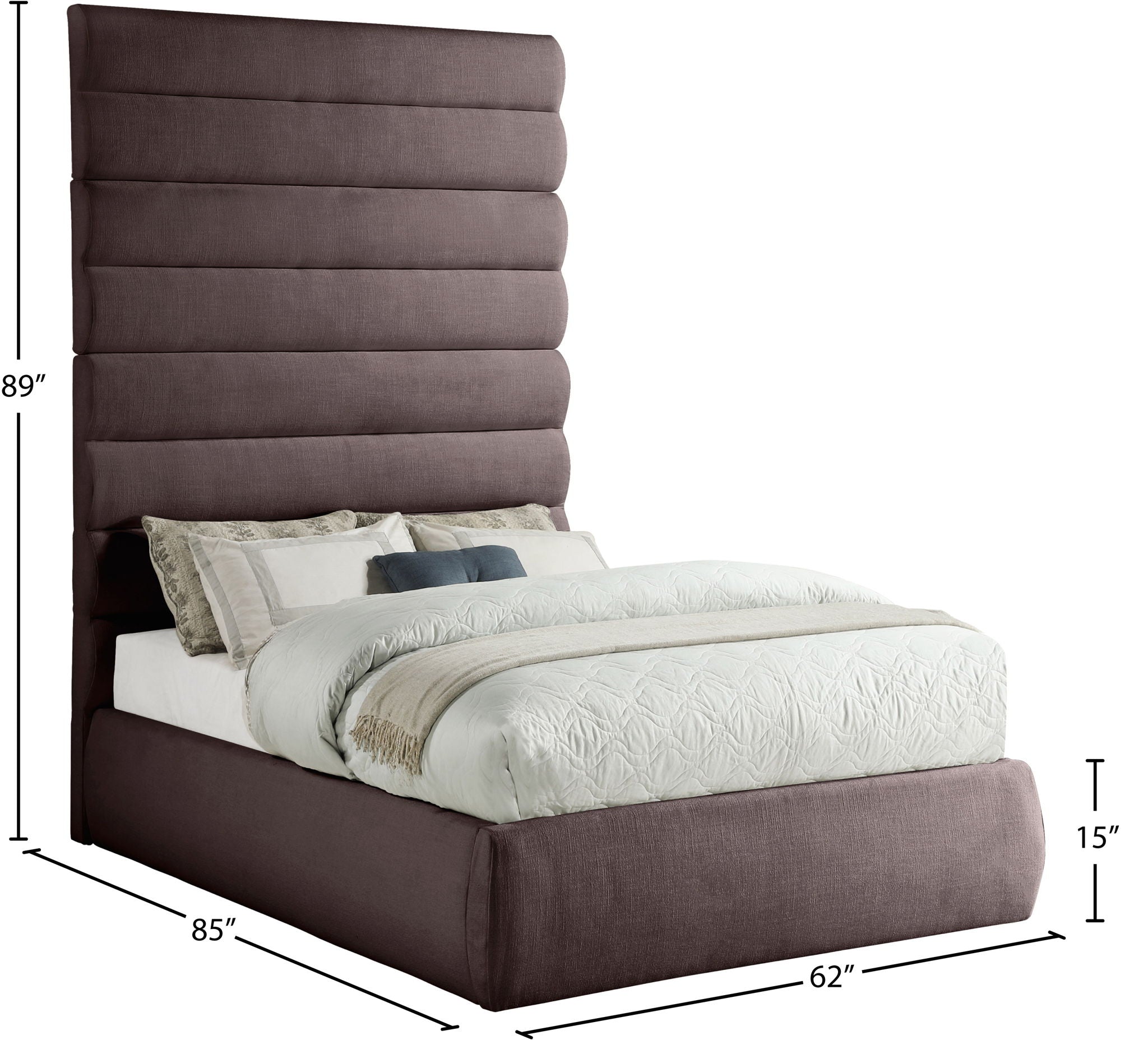 Adam - Linen Fabric Bed With 89" Headboard