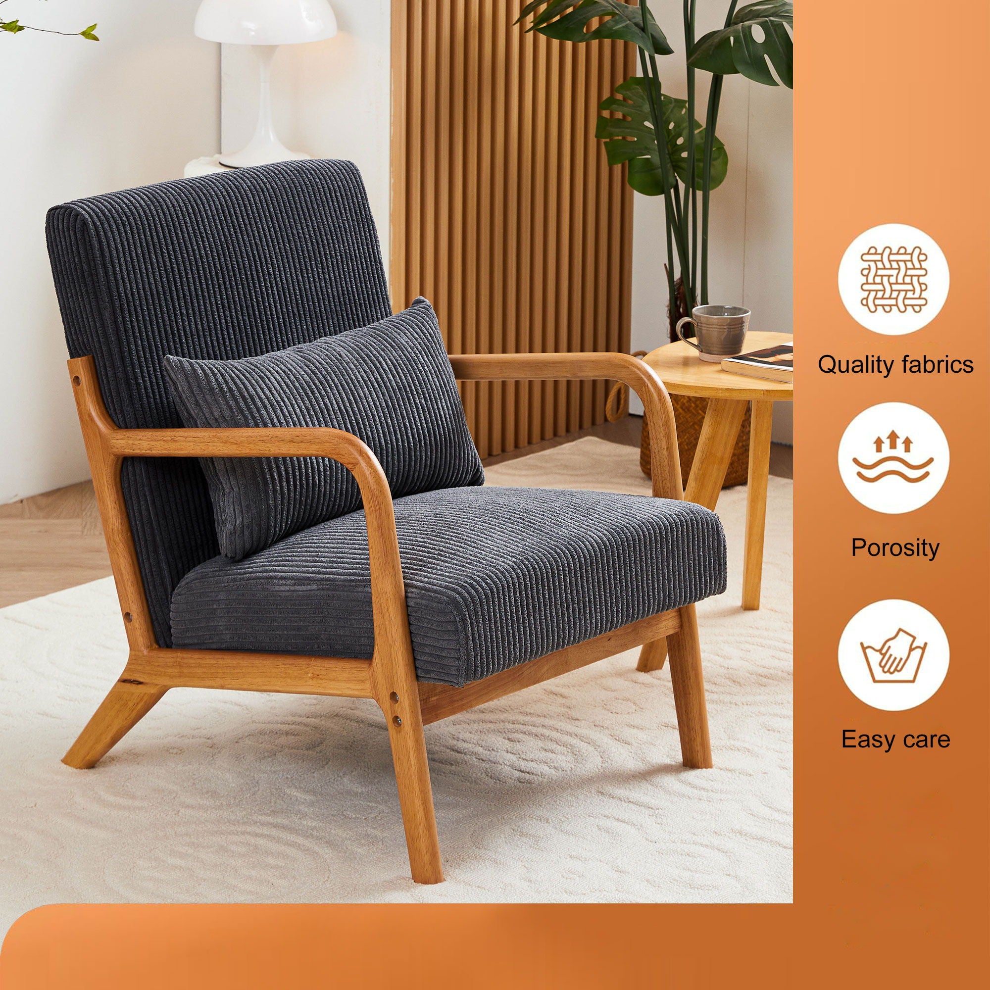 Accent Arm Chair With Pillow Upholstered