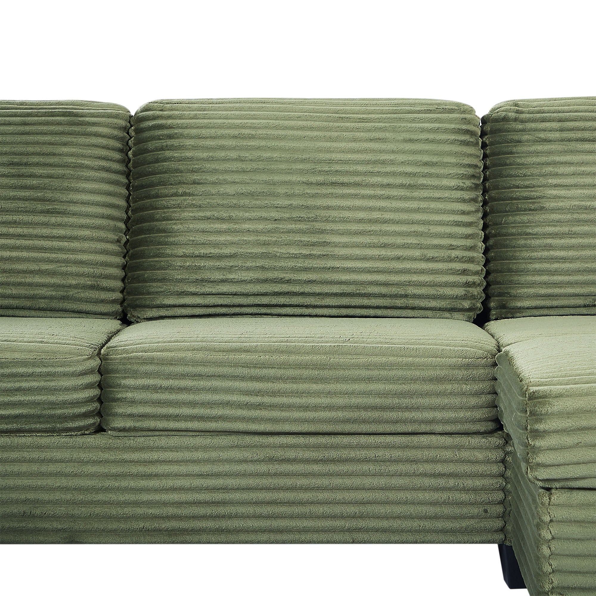 Upholstered U-Shaped Sectional Sofa With Movable Ottoman And Side Storage Pockets