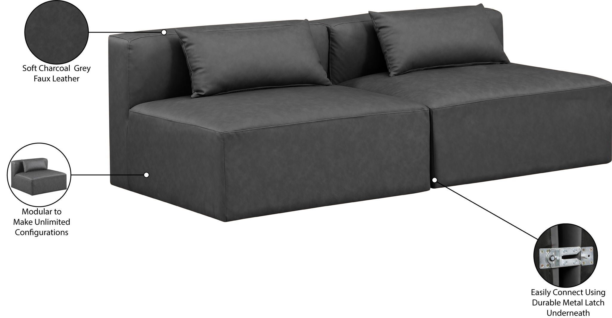 Cube - Modular 2 Seat Armless Sofa