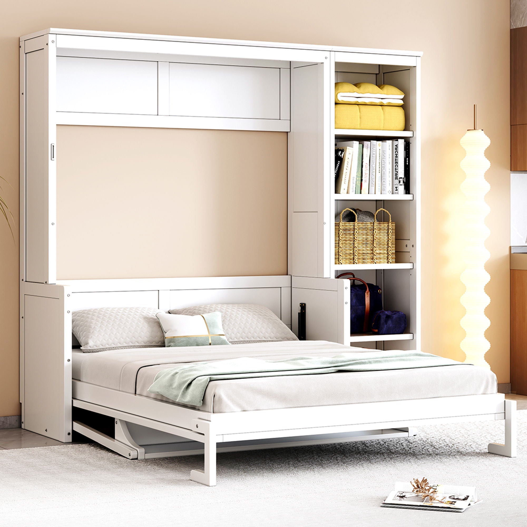 Sturdy Murphy Bed With Desk And Bookshelf