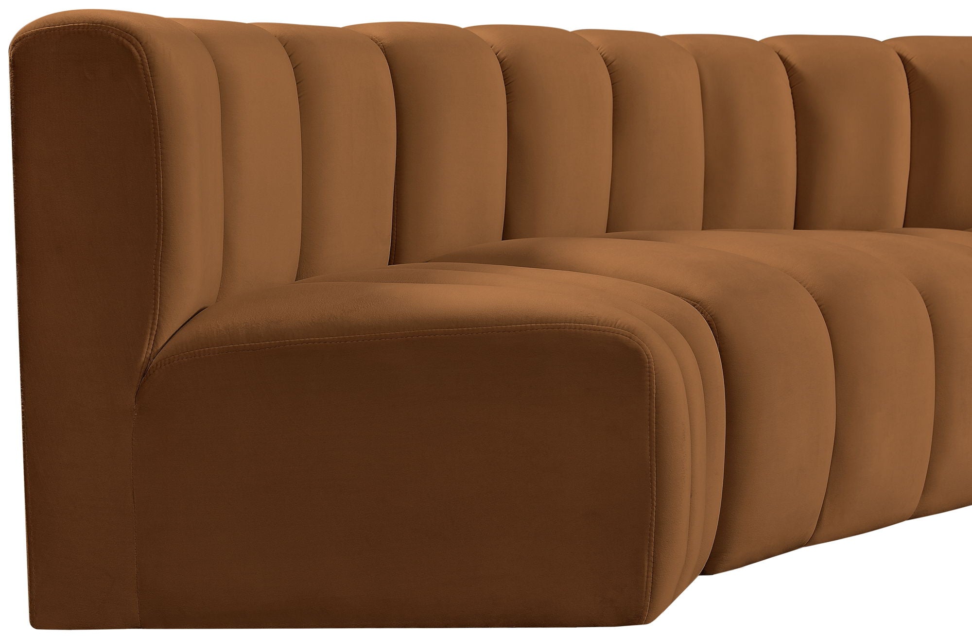 Arc - Velvet 8 Piece Curved Modular Sofa - Saddle
