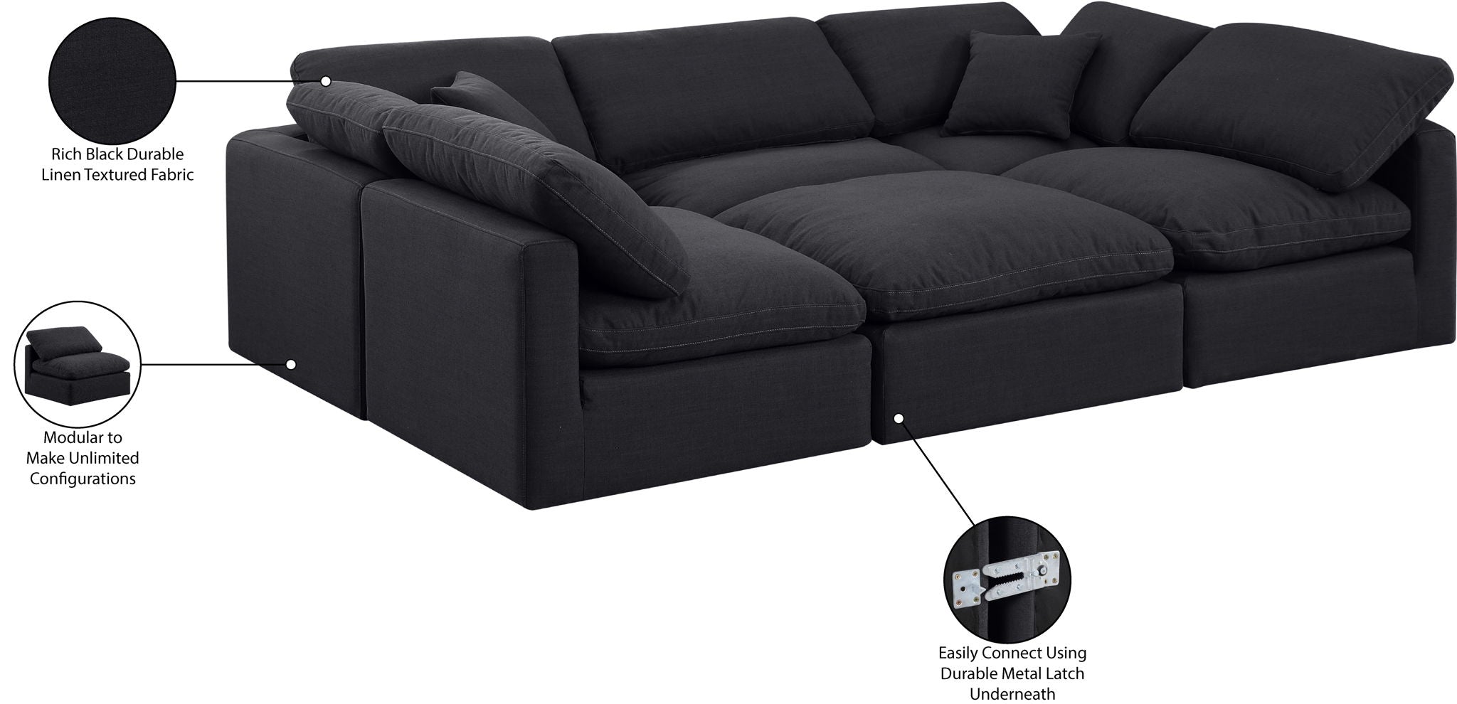 Indulge - Linen 6 Piece Modular Sectional