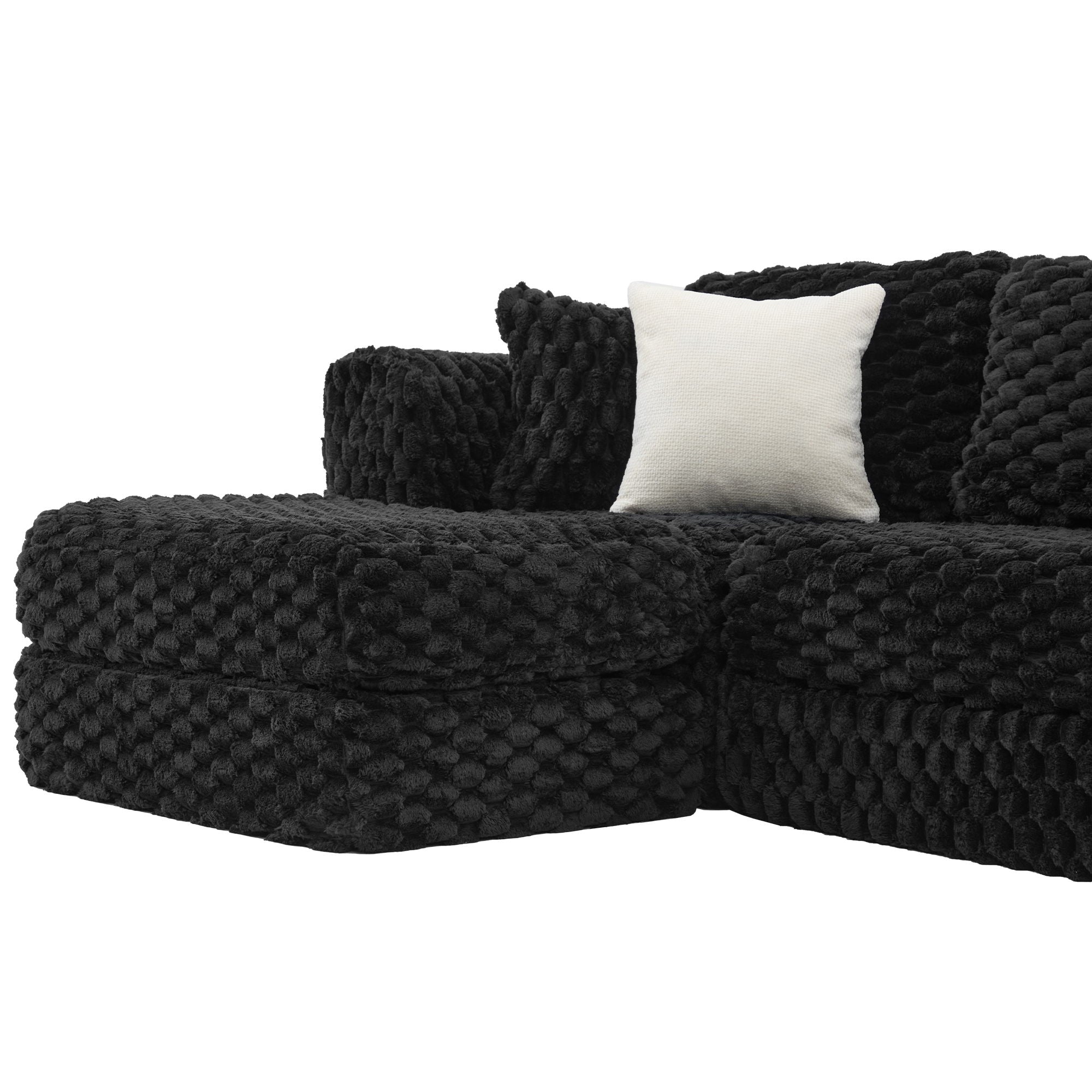 Modular Sectional Sofa, Boneless Couch With 2 Movable Ottomans