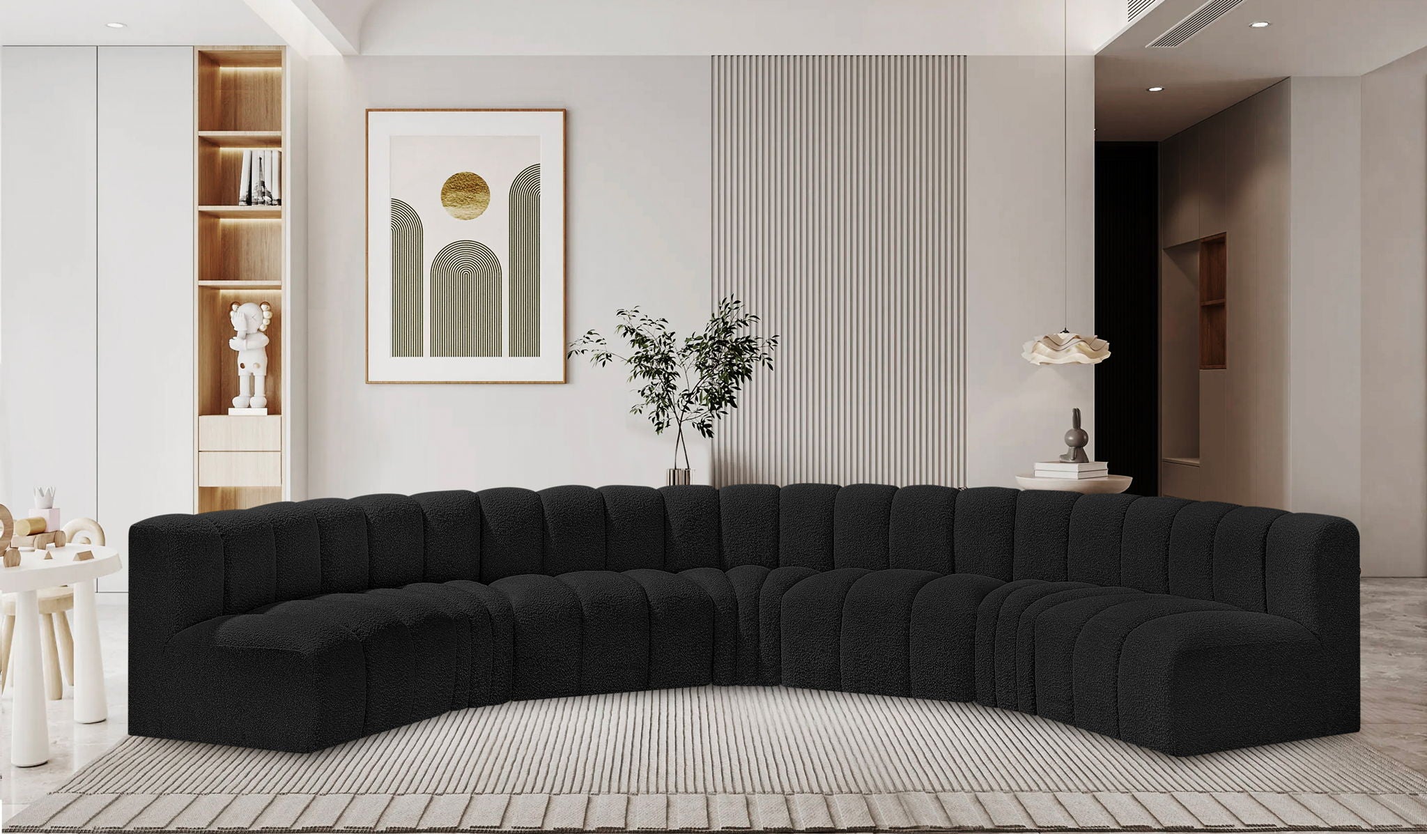 Arc - Boucle Fabric 7 Piece U-Shaped Modular Sofa