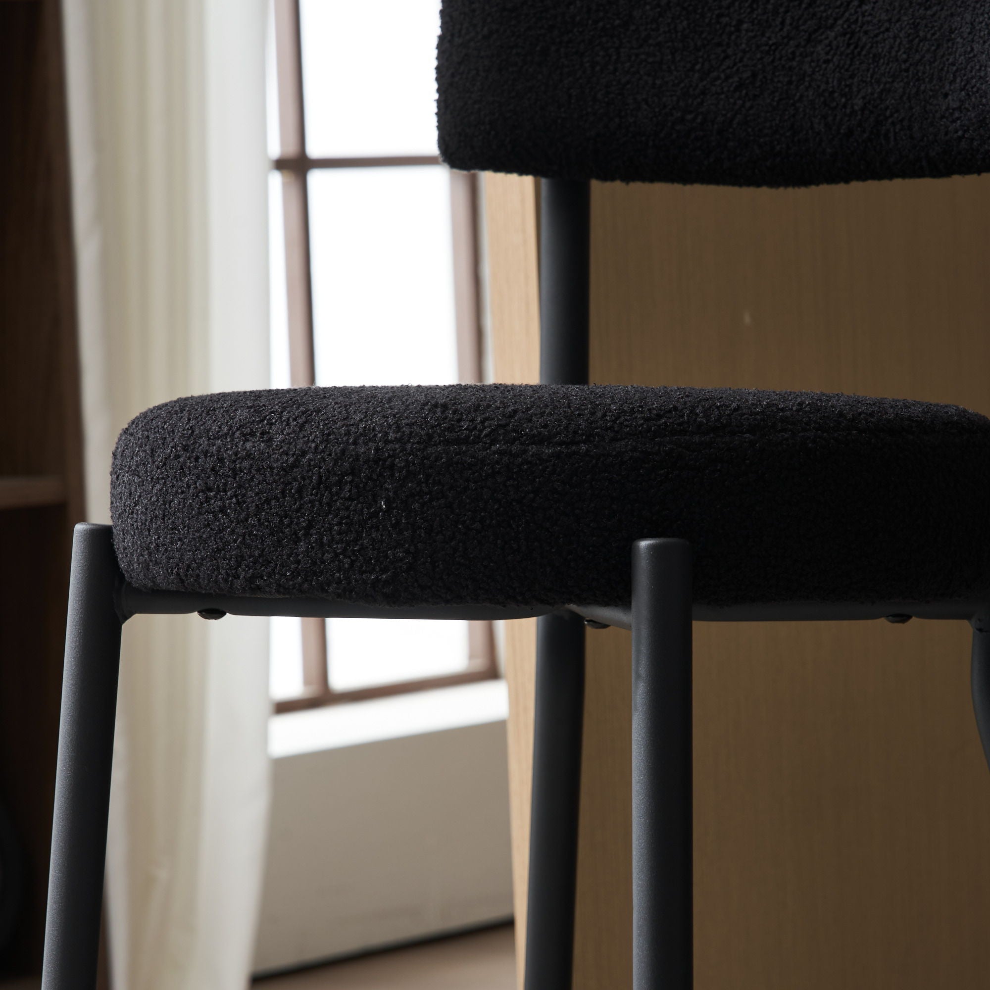 Modern Teddy Fabric Upholstered Bar Stools - Legs