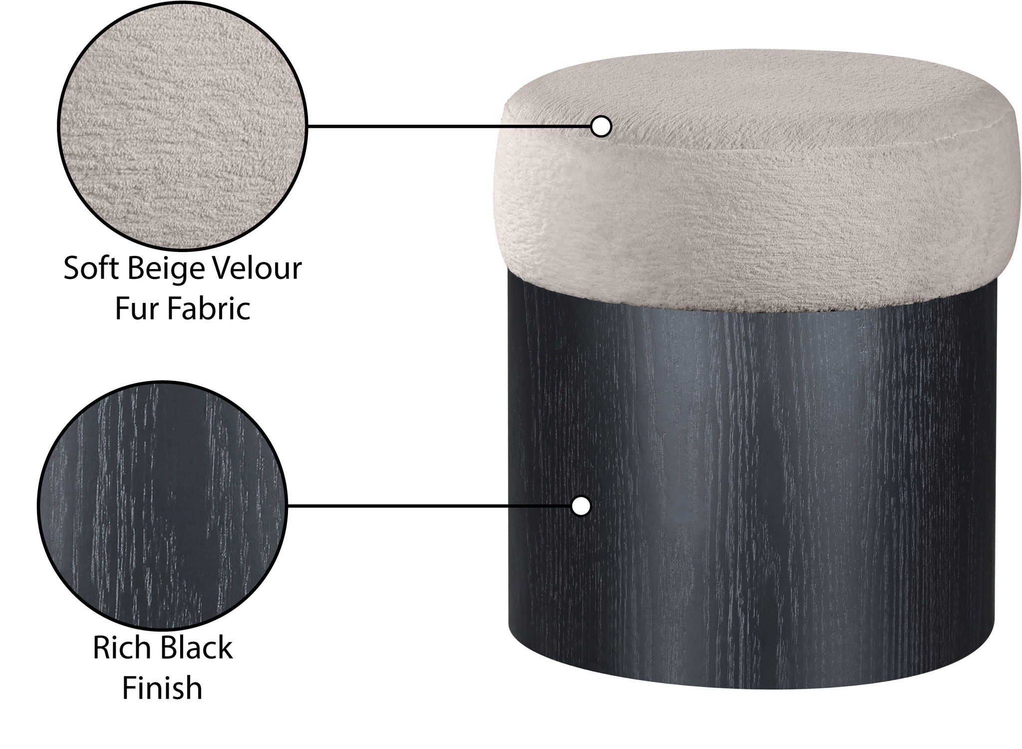 Nimes - Ottoman / Stool With Black Base