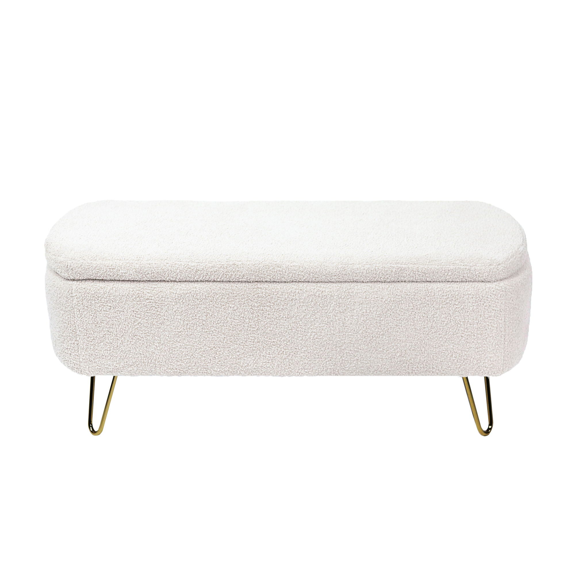 Storage Ottoman Bench For End Of Bed Legs, Modern Camel Faux Fur Entryway Bench Upholstered Padded With Storage For Living Room Bedroom