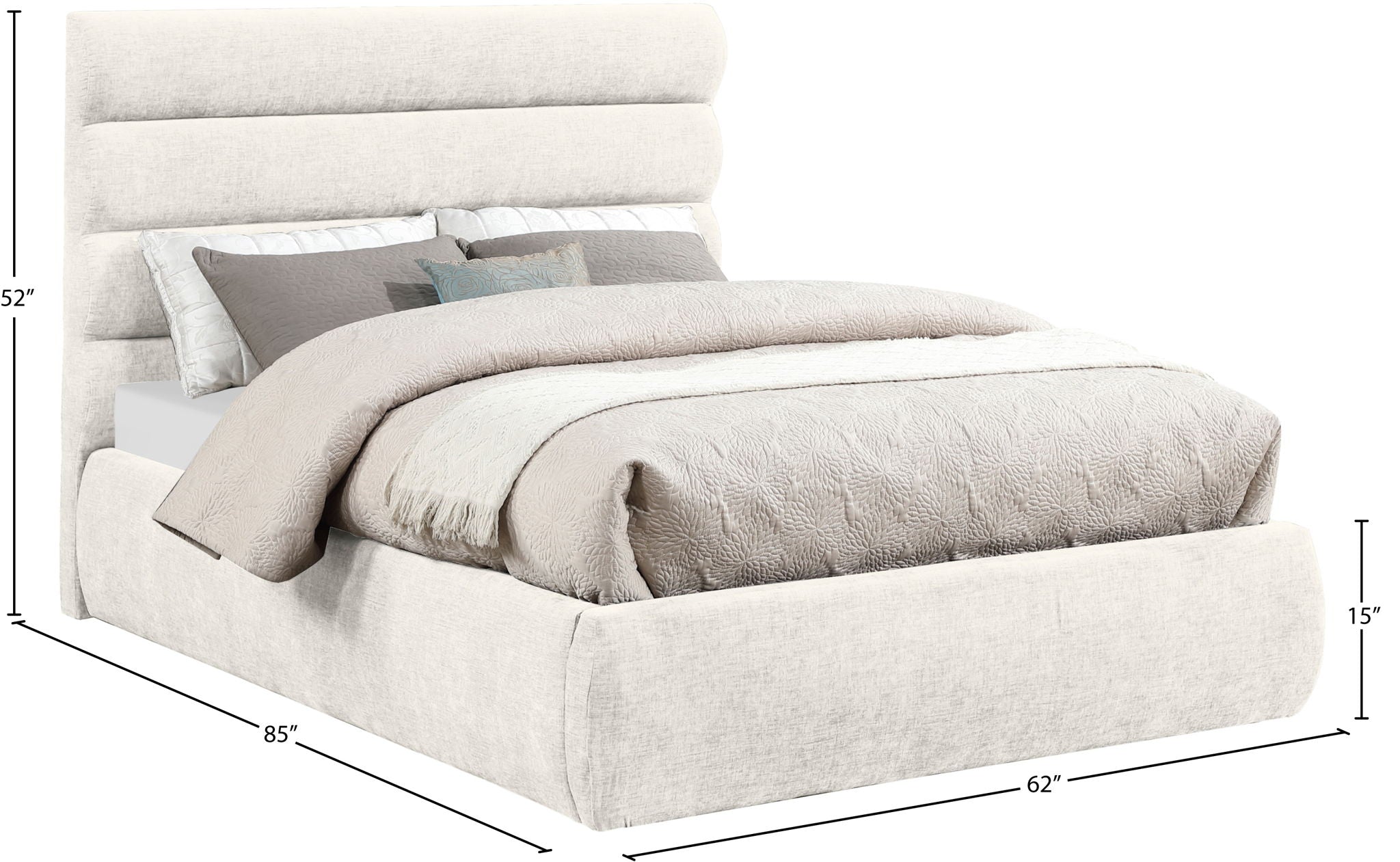 Adam - Chenille Fabric Bed With 52" Headboard