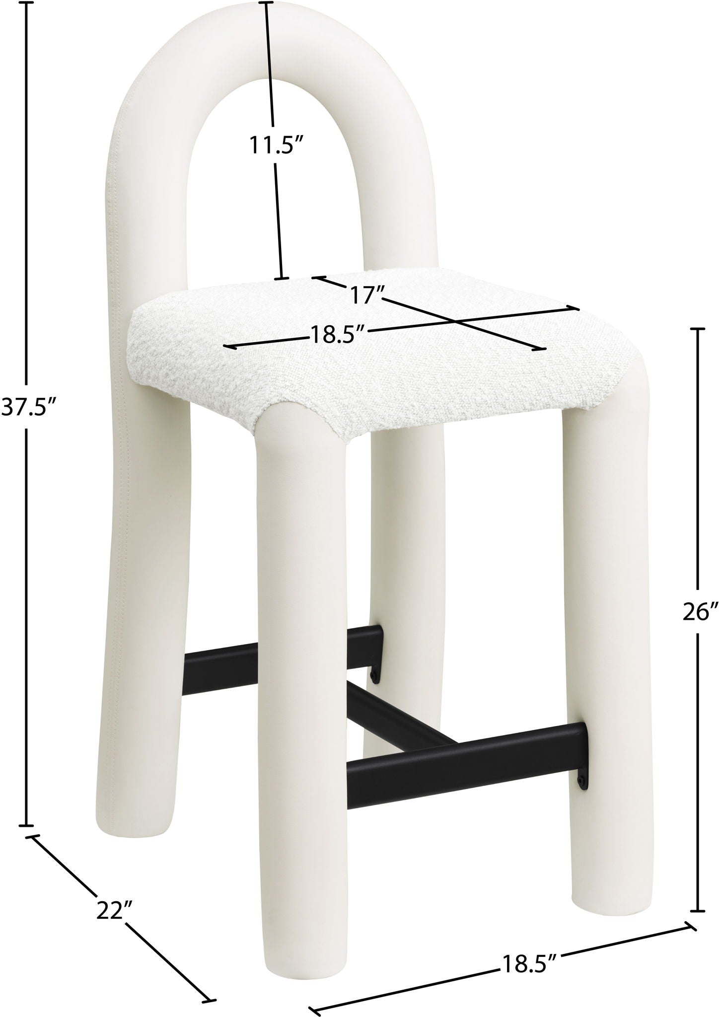 Amari - Vegan Leather and Boucle Fabric Stool