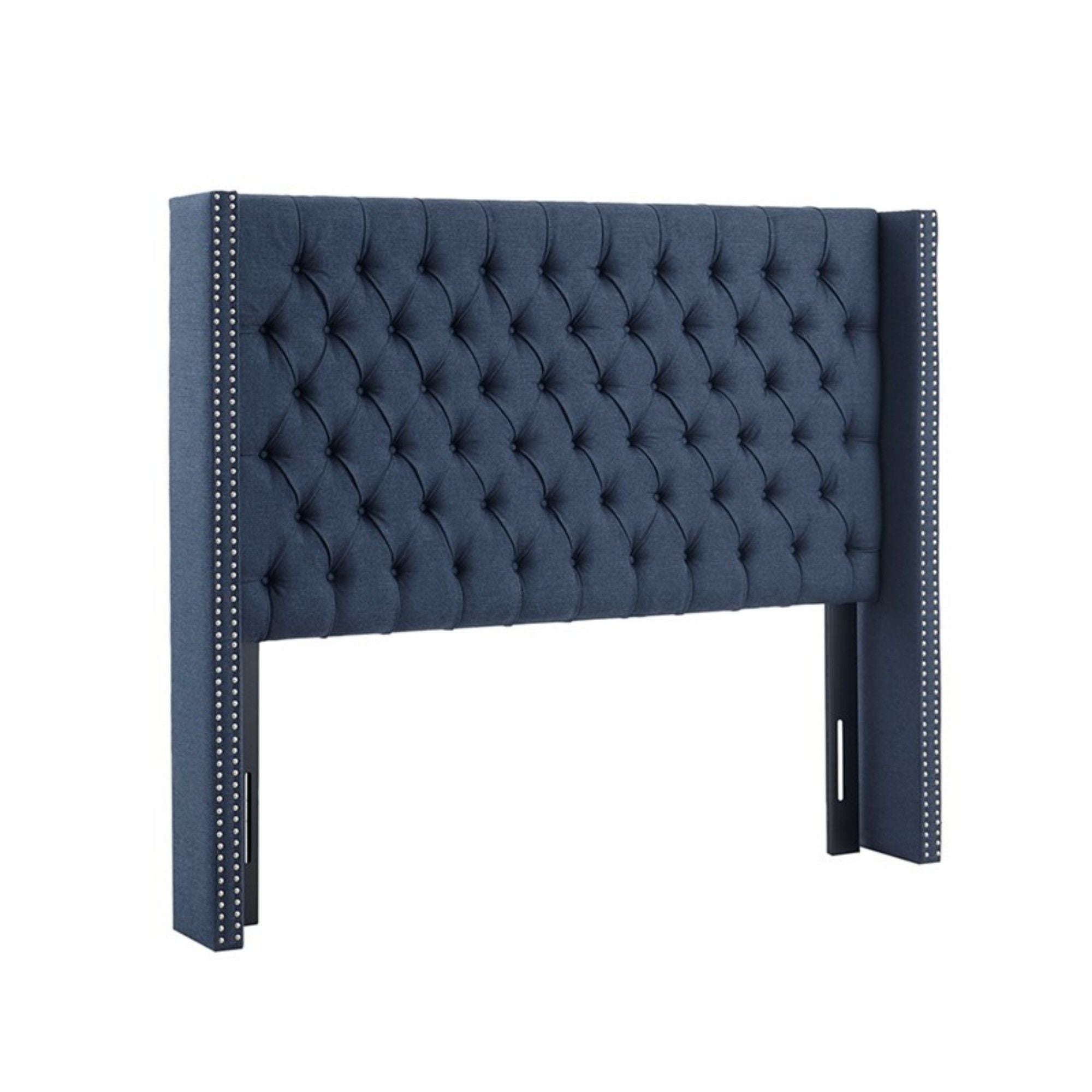 Transitional Upholstery Headboard With Tufted Buttons And Nailhead Trim