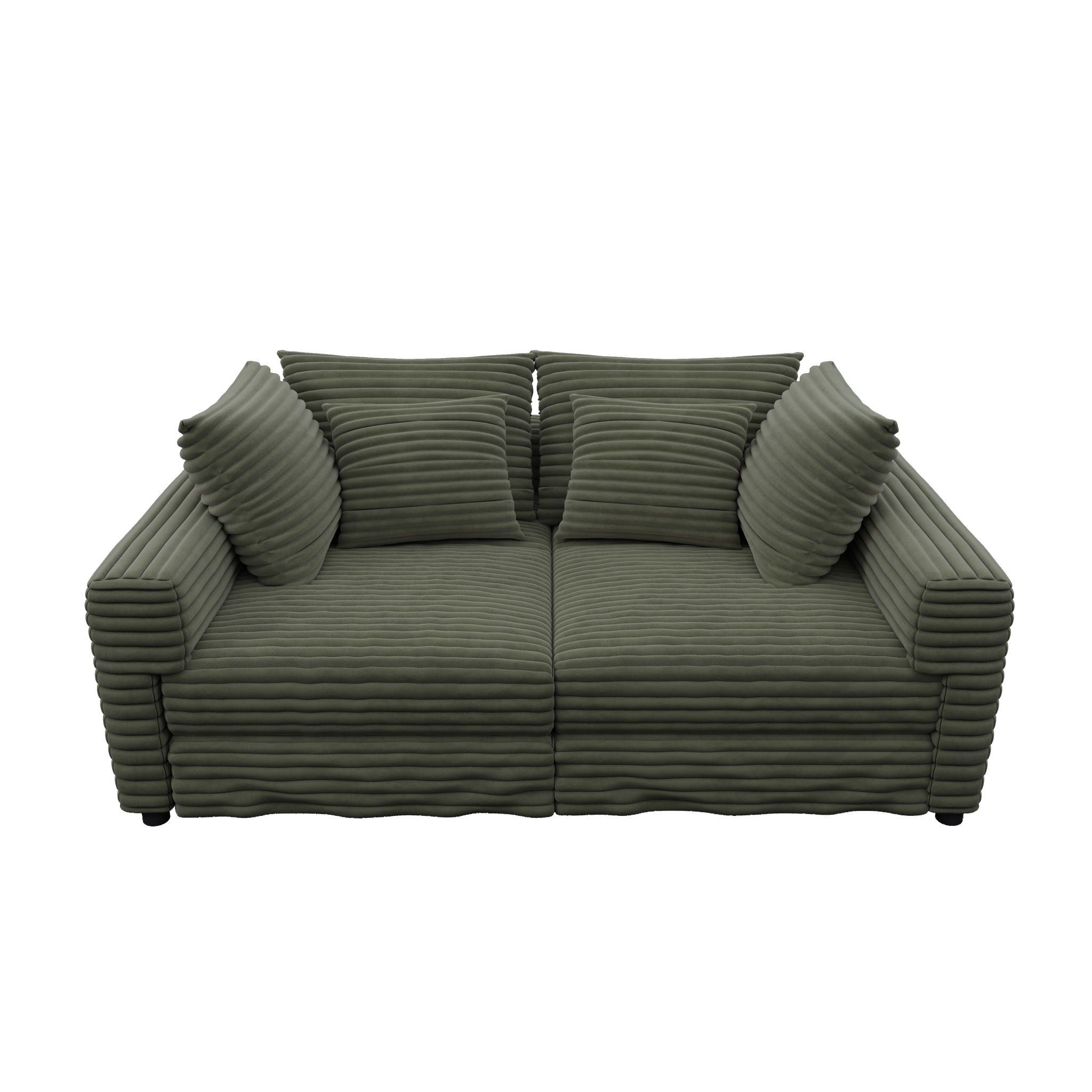 Convertible Deep Seat Sofa With Soft Pillows And Ottomans