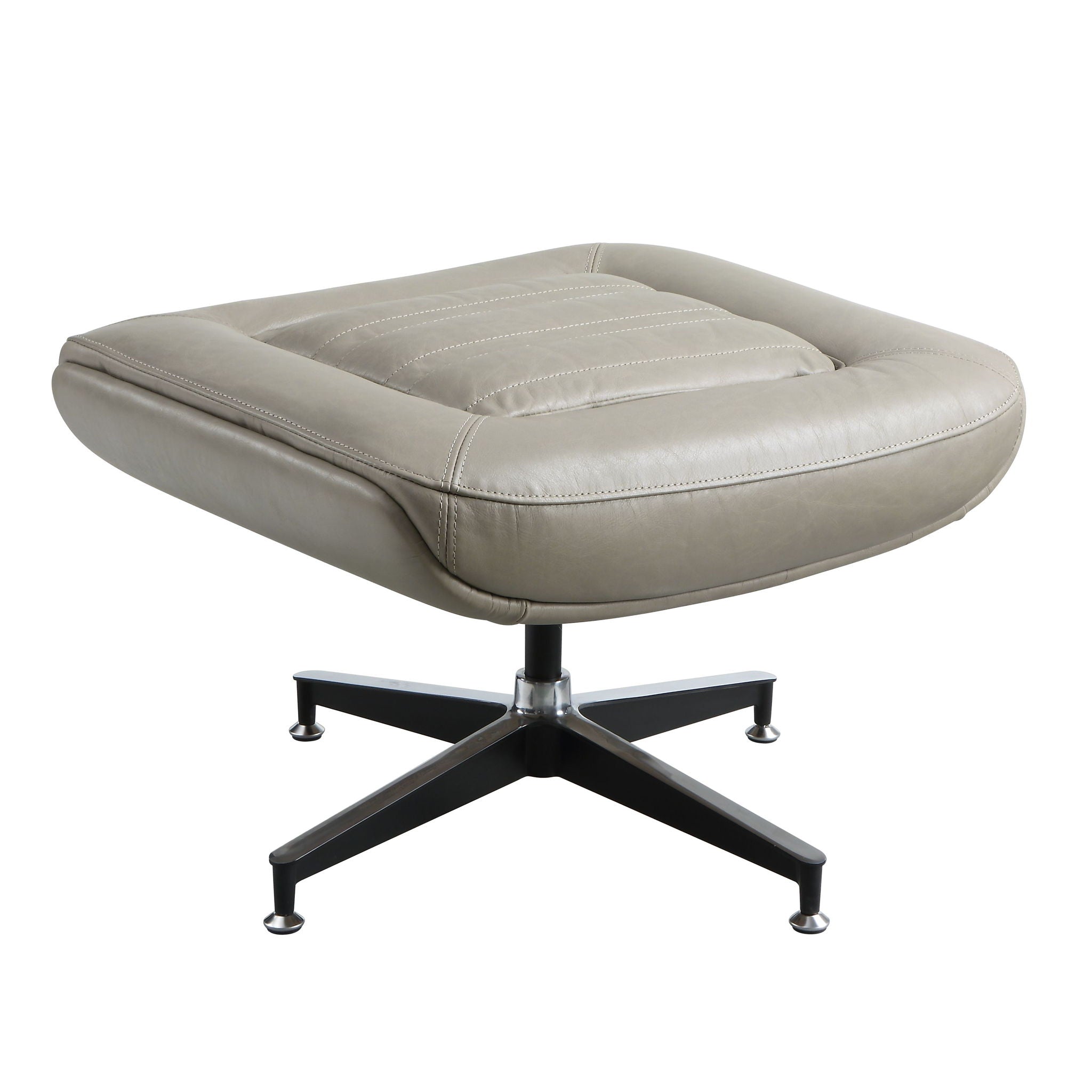 Piran - Twilight Top Grain Leather Accent Chair And Ottoman With Swivel - Gray