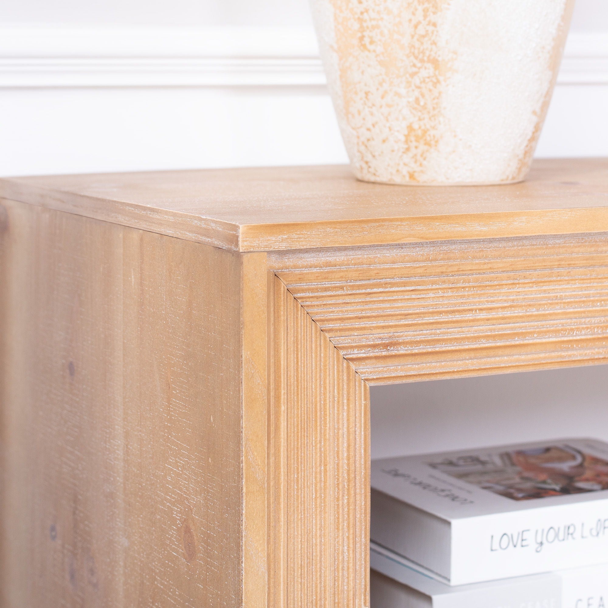 Console Table With Storage Shelf - Antique Natural / Light Natural / Natural