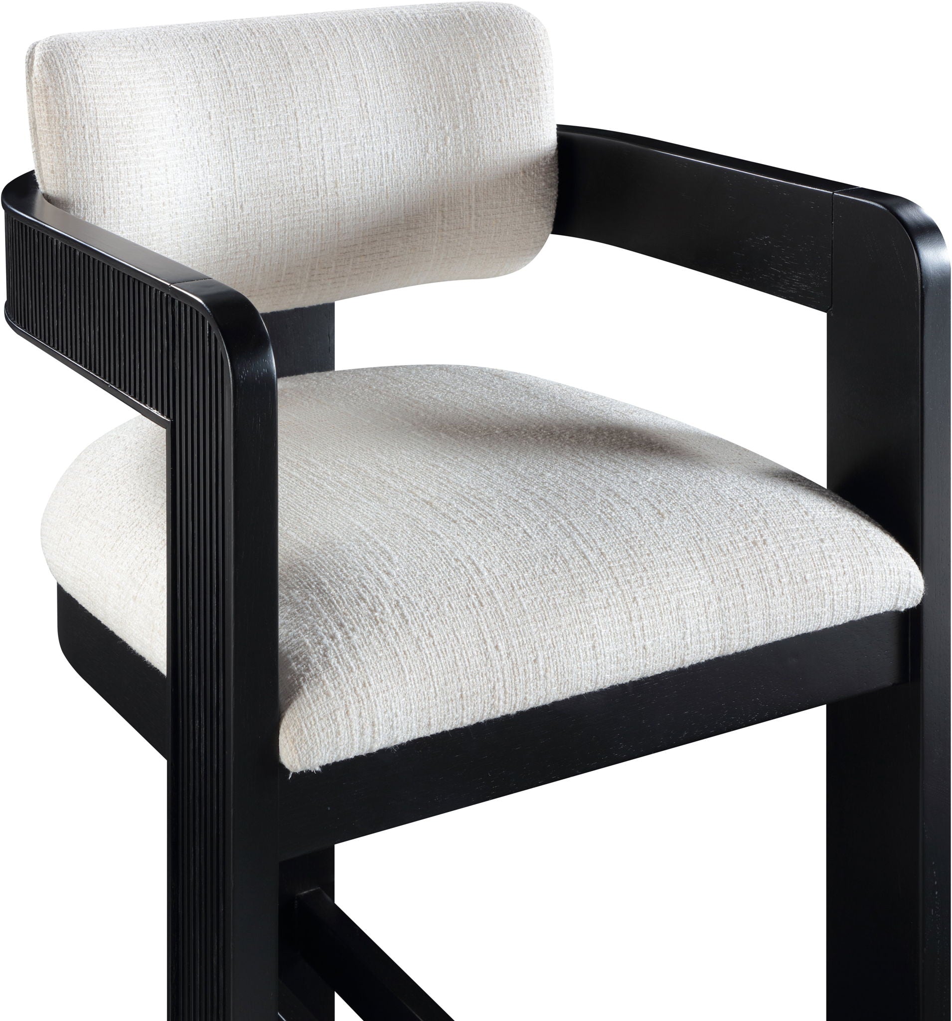 Sacha - Linen Stool With Black Base