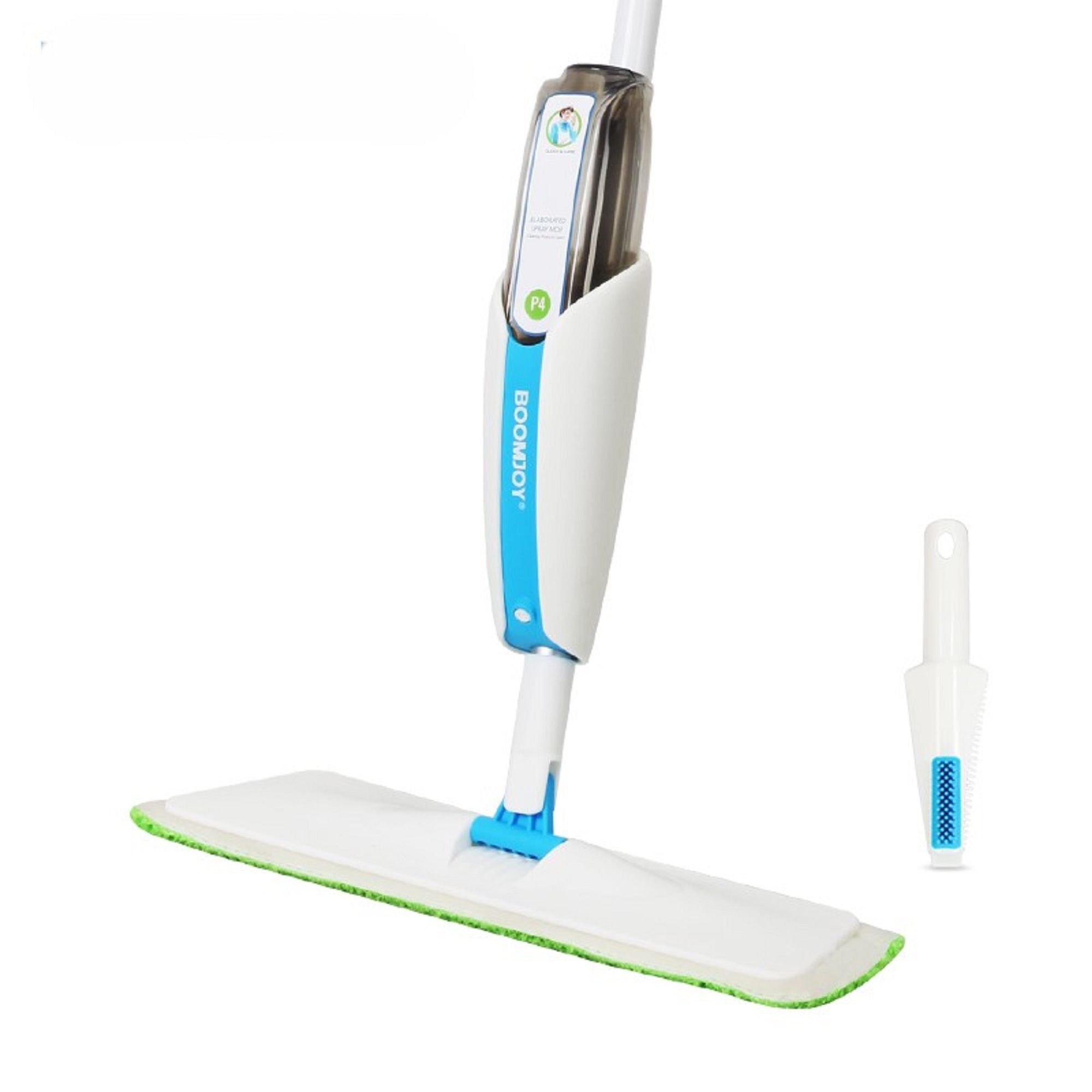 Superfine Fiber Washable Mat Spray Mop With 300Ml Reusable Bottle For Various Floors - Blue