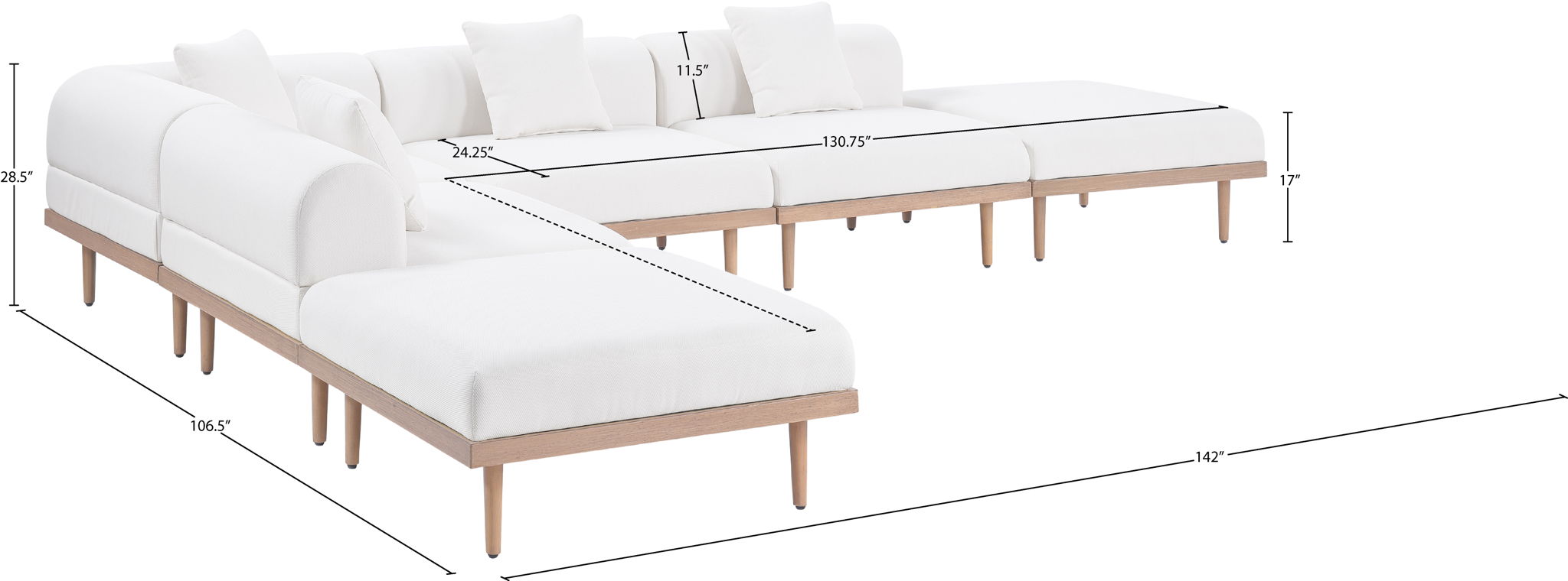 Laguna - 6 Piece 142" Outdoor Patio Modular Sectional