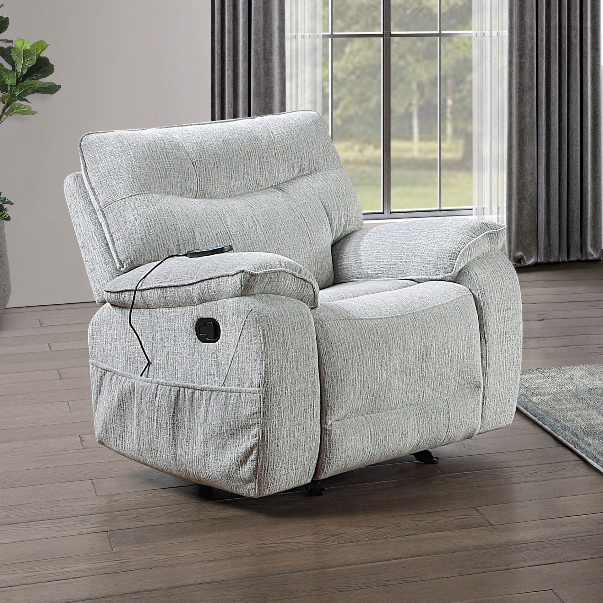 Chablis - Glider Recliner With Heat And Massage - Mist Gray