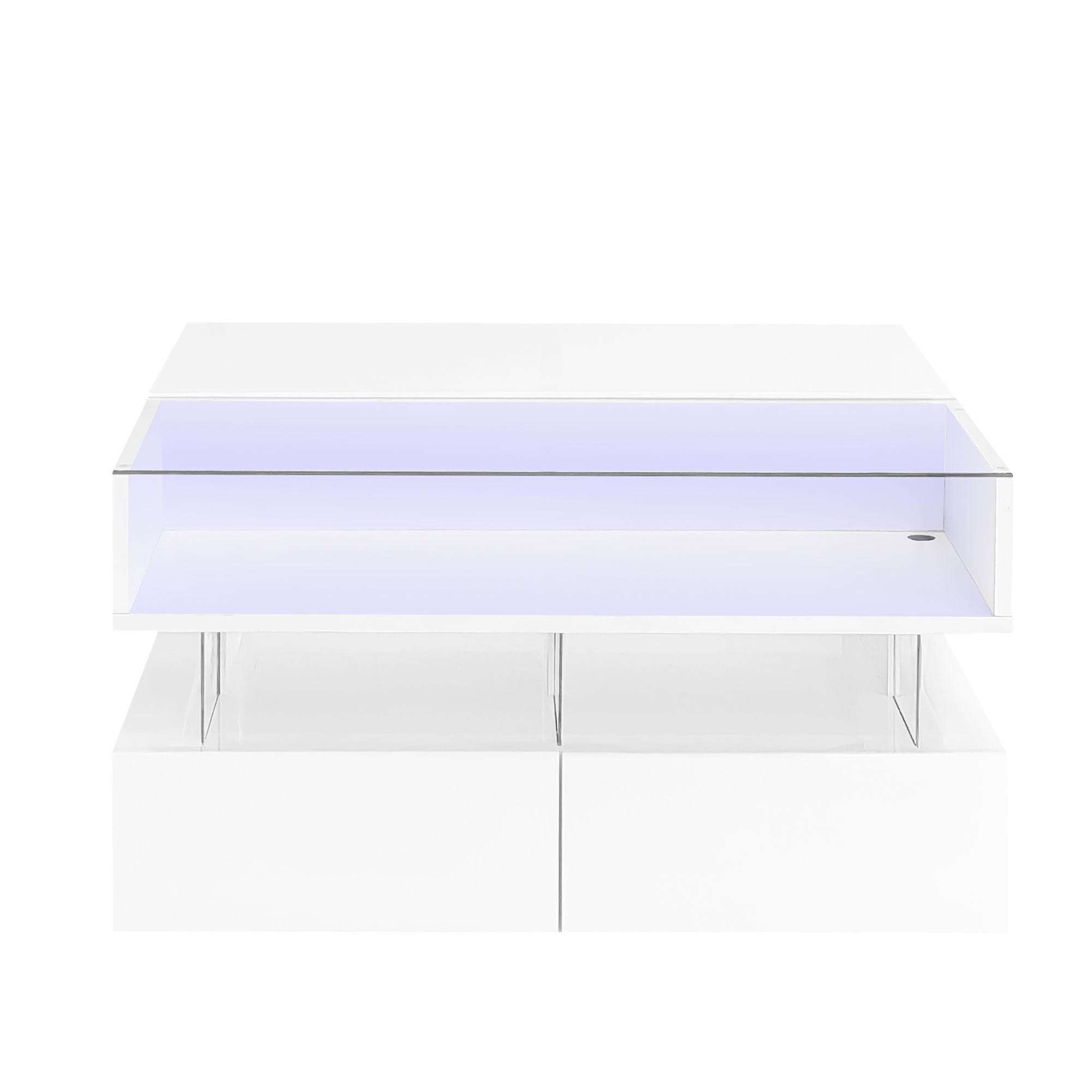 Lift Top Coffee Table With 2 Drawers, Hidden Space And LED Lights For Living Room