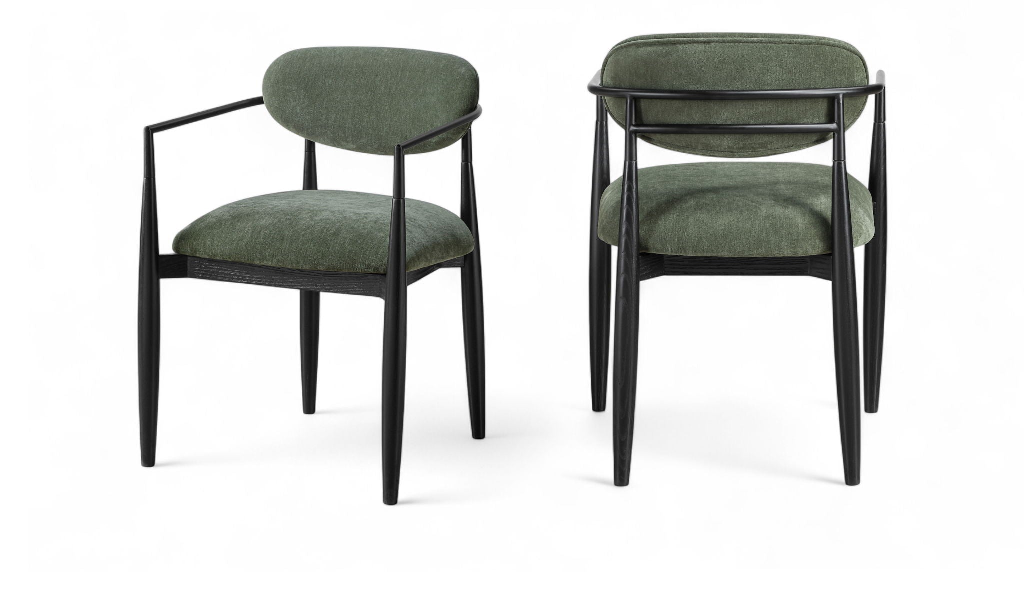 Riccio - Fabric Dining Arm Chair (Set of 2) - Black Frame