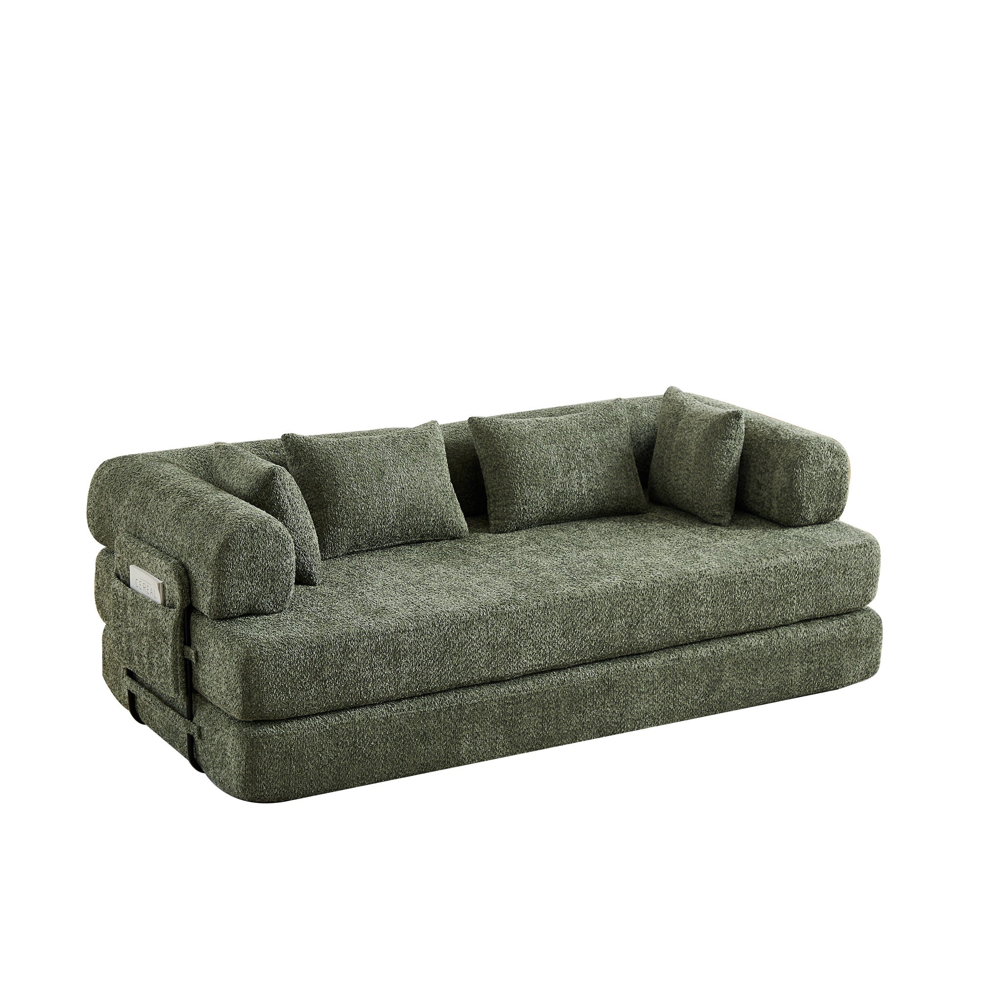 Convertible Sleeper Sofa Bed With Cylindrical Pillow