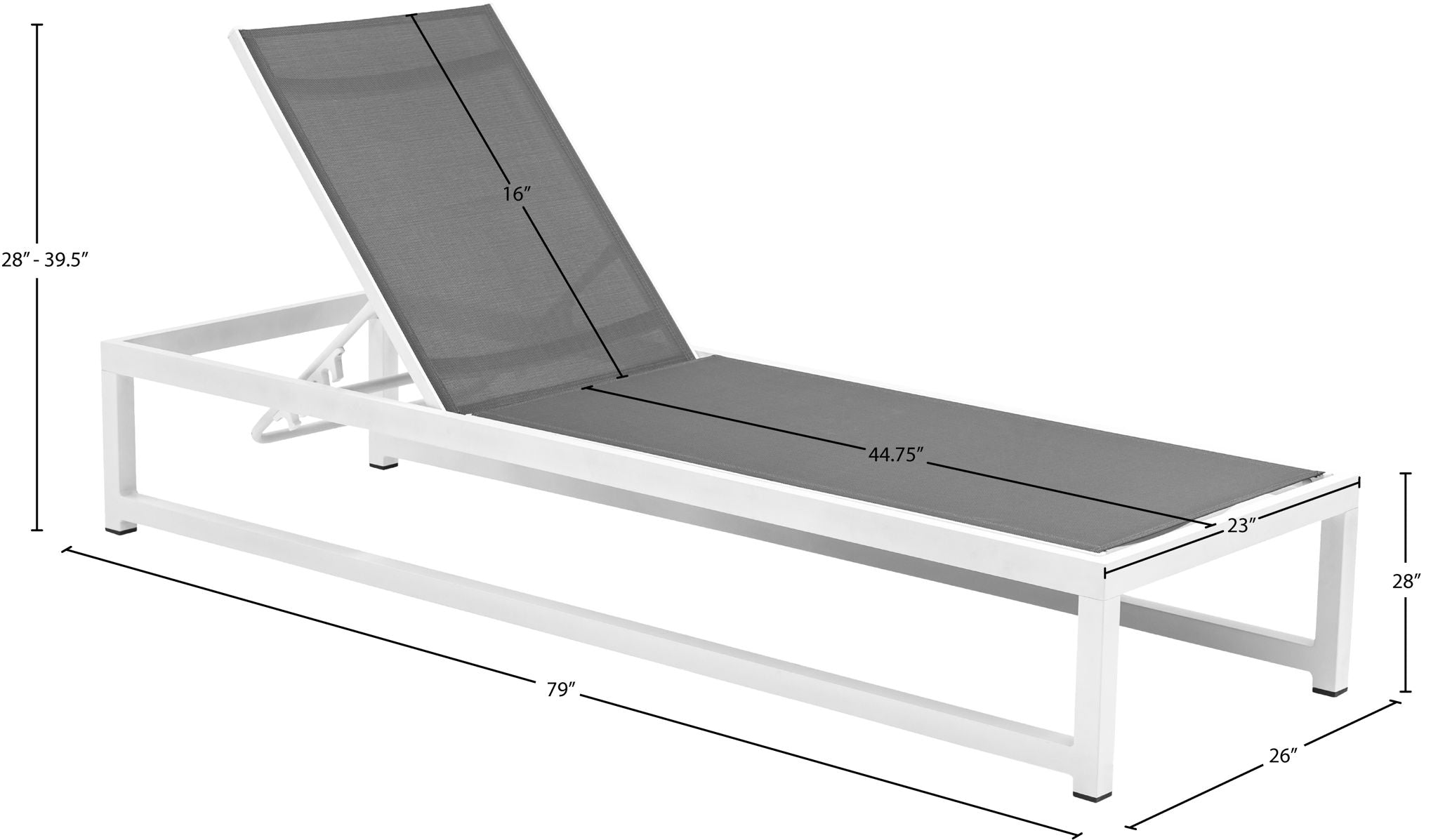 Maldives - Water Resistant Outdoor Patio Adjustable Sun Chaise Lounge Chair With White Base