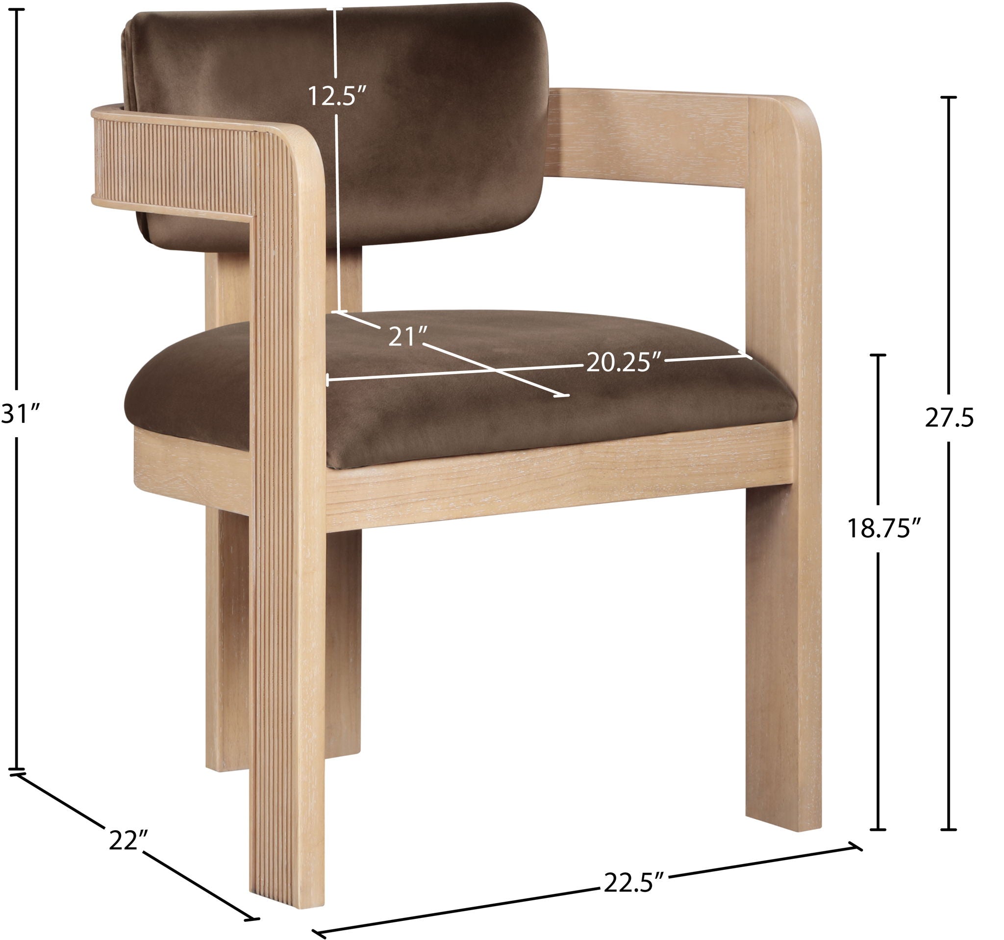 Sacha - Velvet Dining Chair With Natural Base (Set of 2)